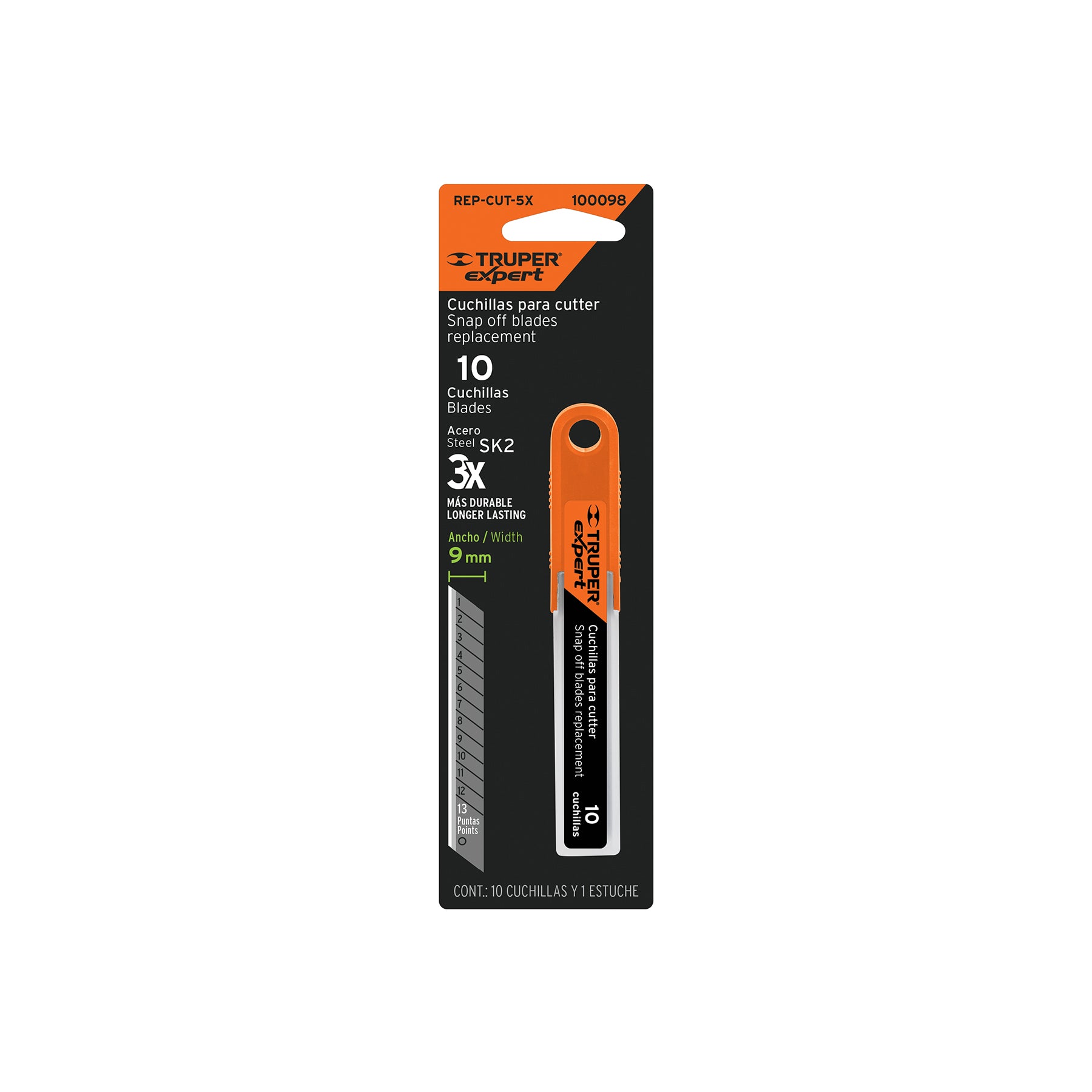 Cuchillas de repuesto para cutter de 9 mm, 10 piezas, Expert