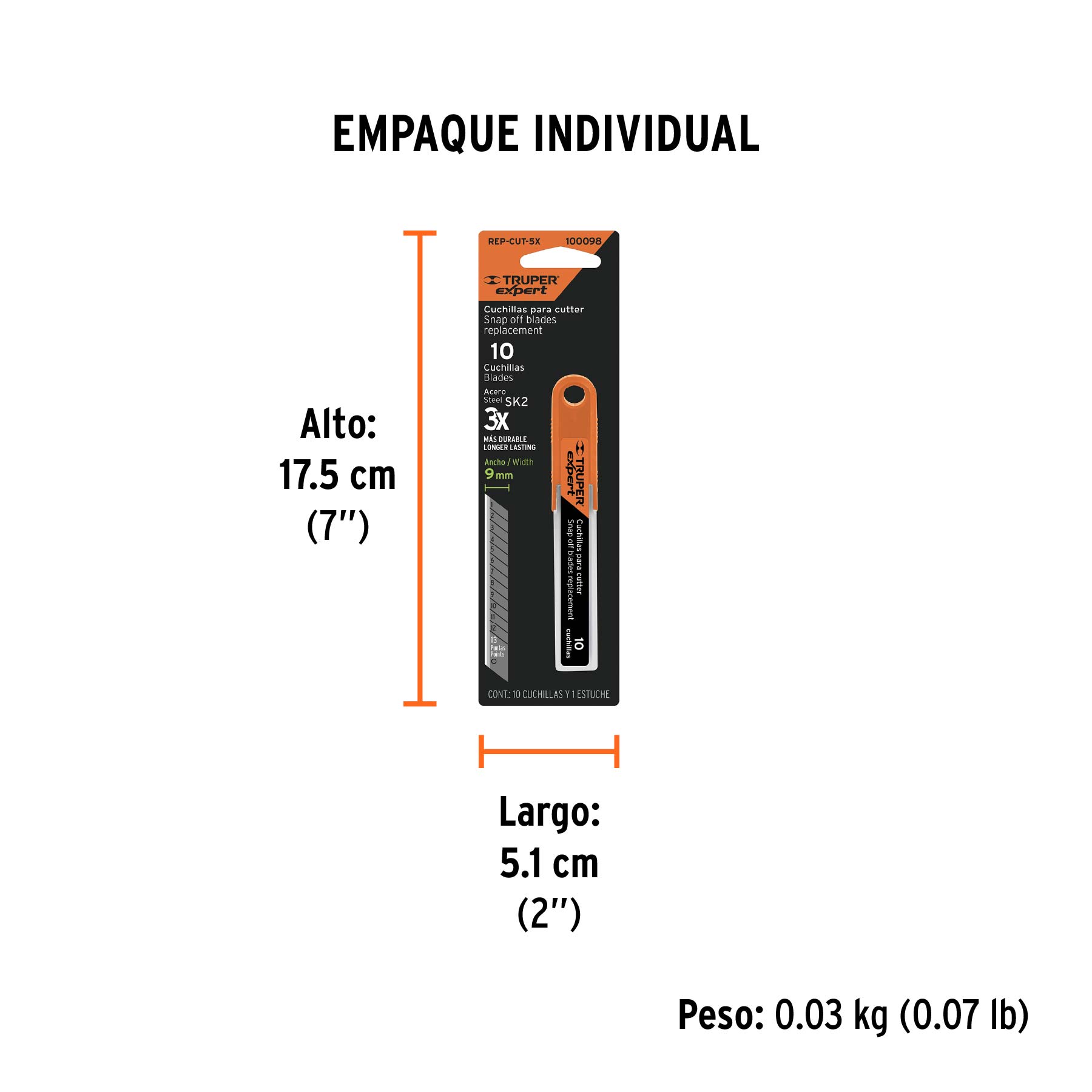 Cuchillas de repuesto para cutter de 9 mm, 10 piezas, Expert