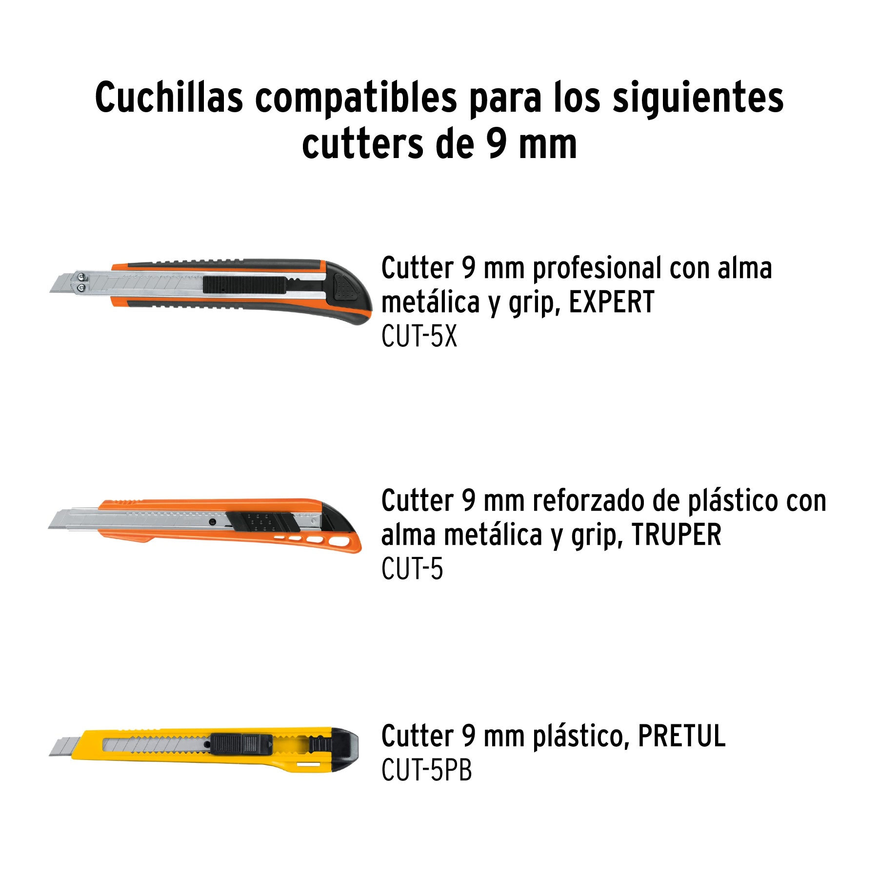 Cuchillas de repuesto para cutter de 9 mm, 10 piezas