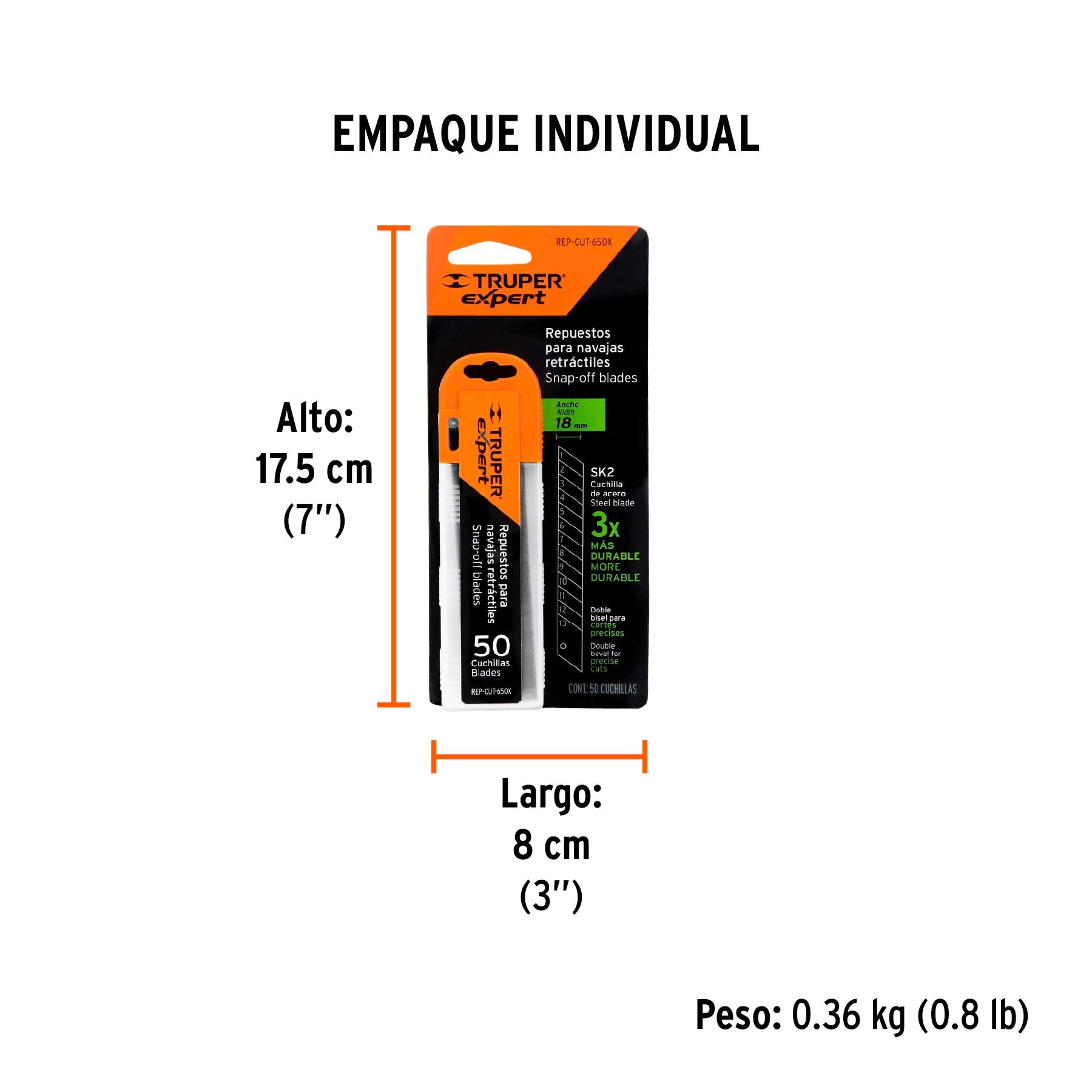 Cuchillas de repuesto para cutter de 18mm, 50 piezas, Expert