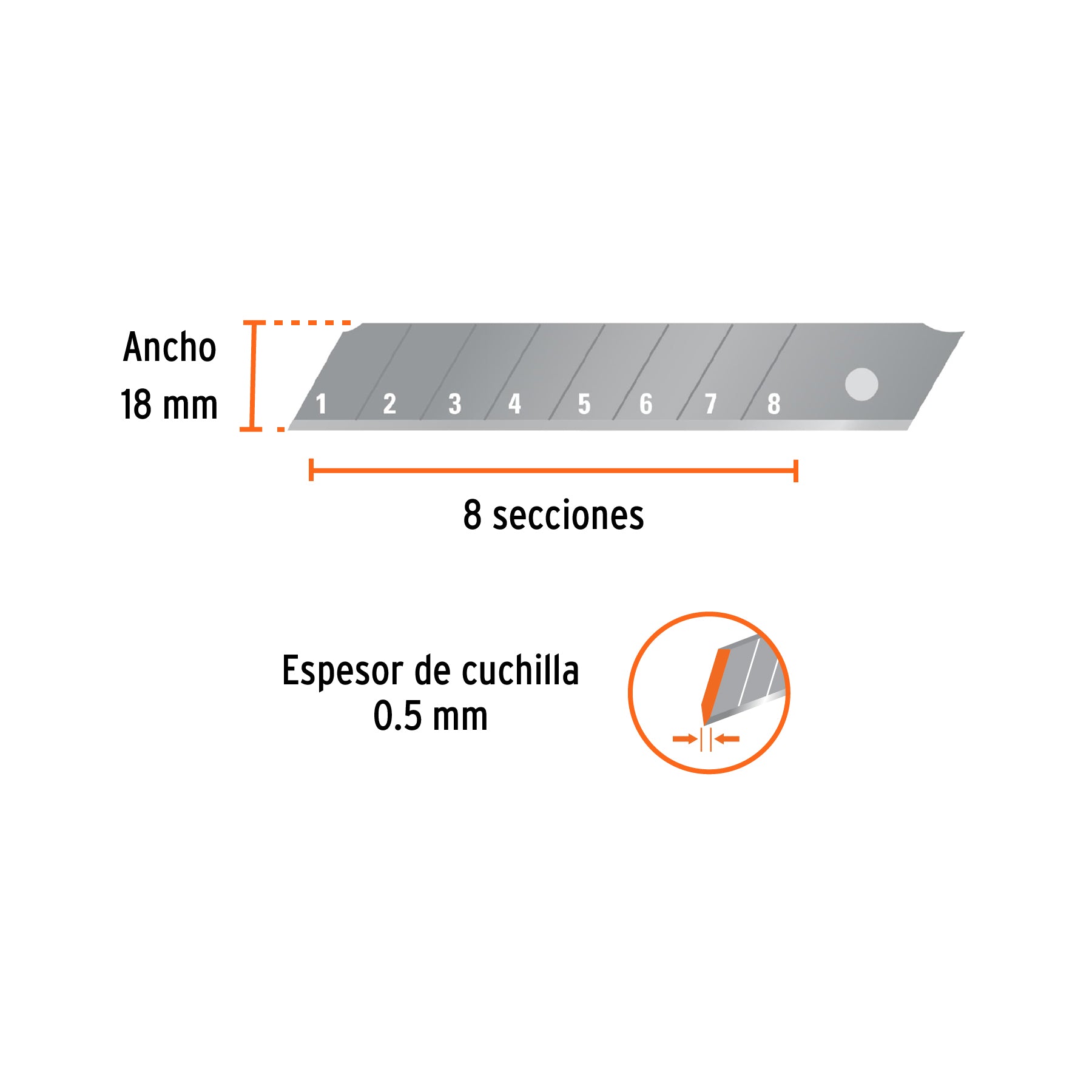 Cuchillas de repuesto para cutter de 18mm, 50 piezas