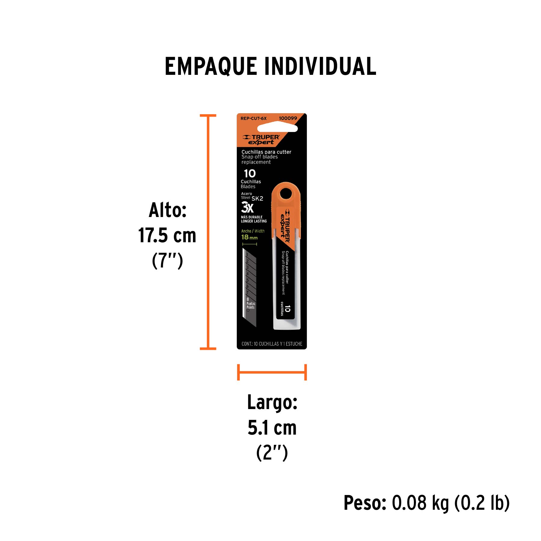 Cuchillas de repuesto para cutter de 18mm, 10 piezas, Expert