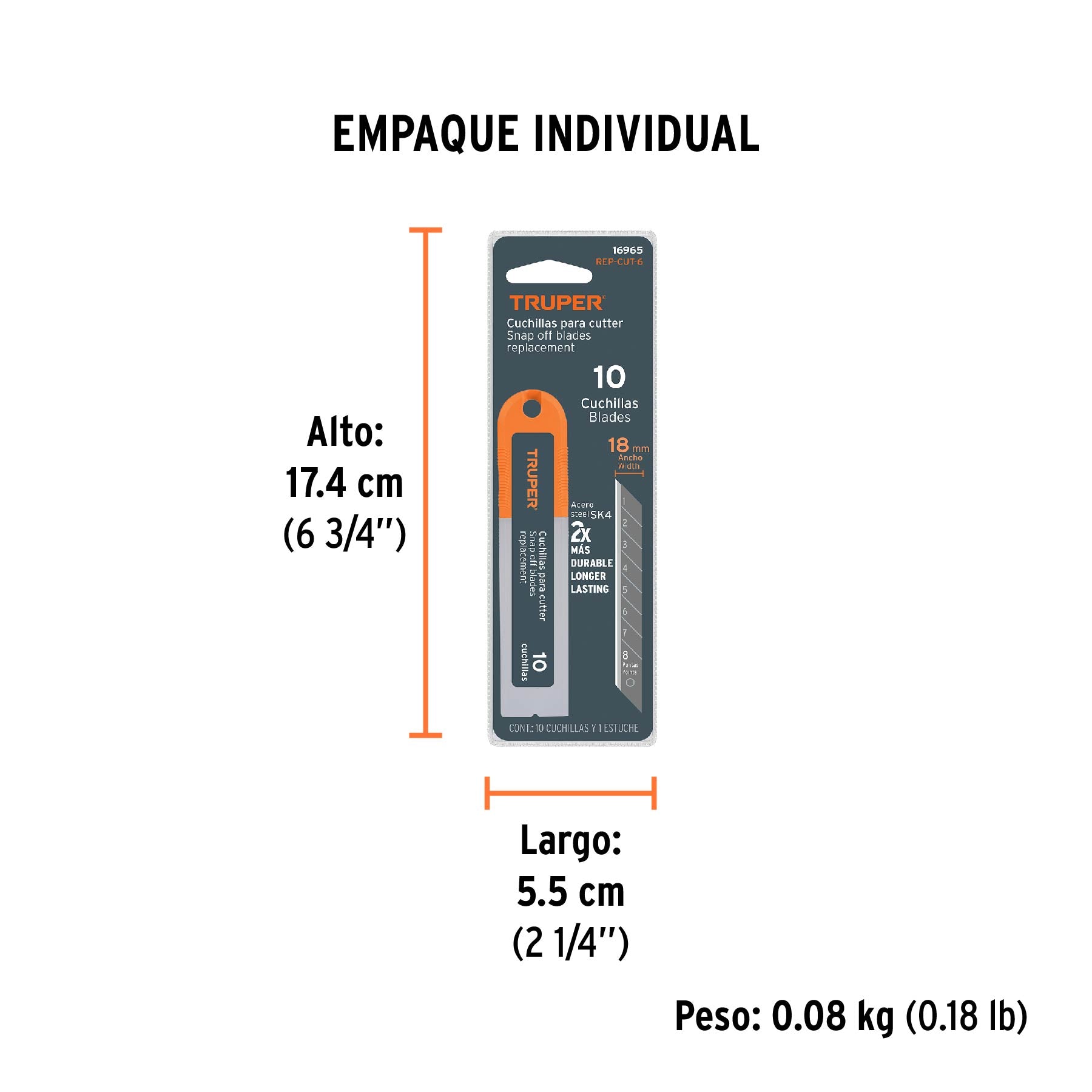 Cuchillas de repuesto para cutter de 18 mm, 10 piezas