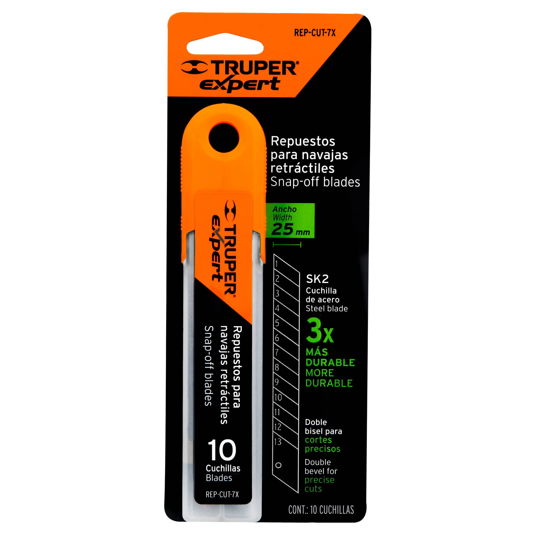 Cuchillas de repuesto para cutter de 25mm, 10 piezas, Expert