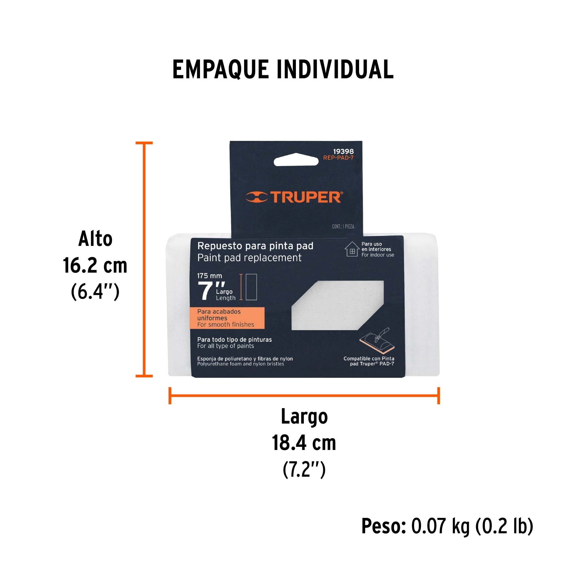 Repuesto para pinta pad, 7"