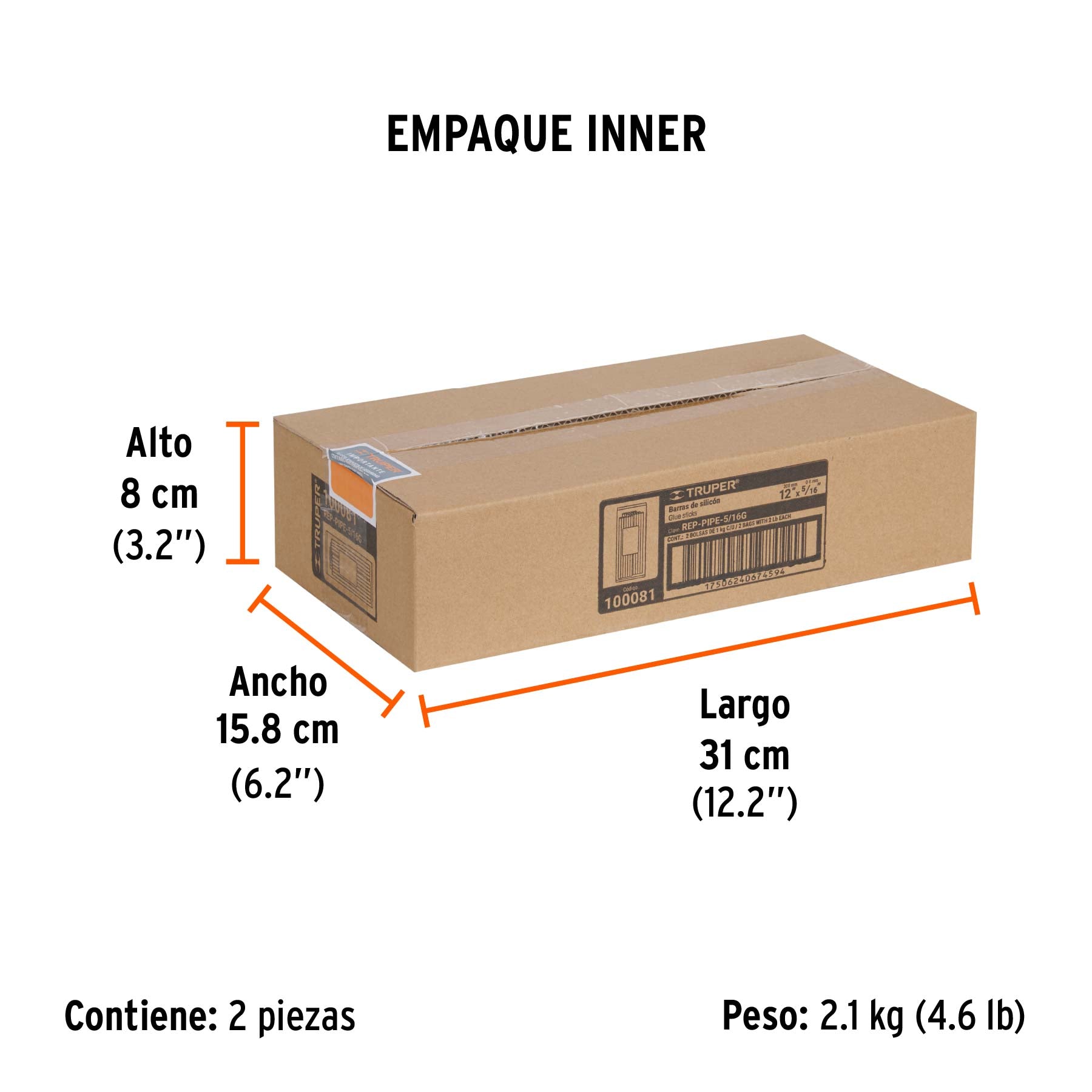 Barras de silicón de repuesto para PIPE-5/16, bolsa 1 kg