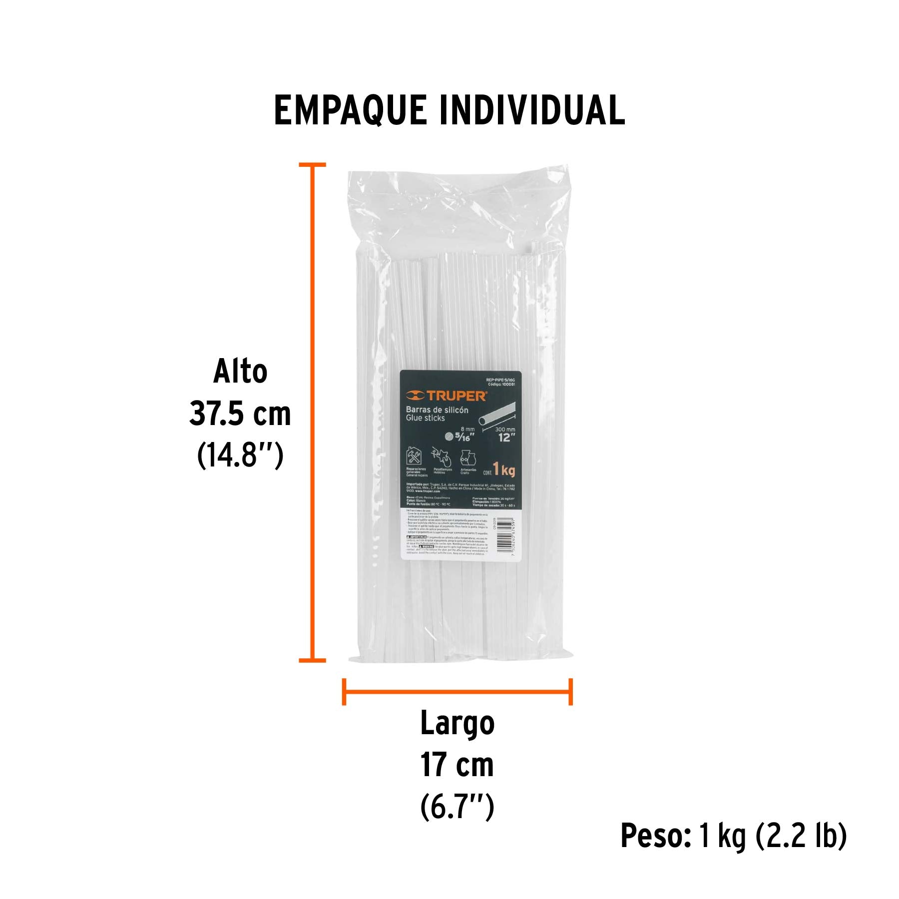 Barras de silicón de repuesto para PIPE-5/16, bolsa 1 kg