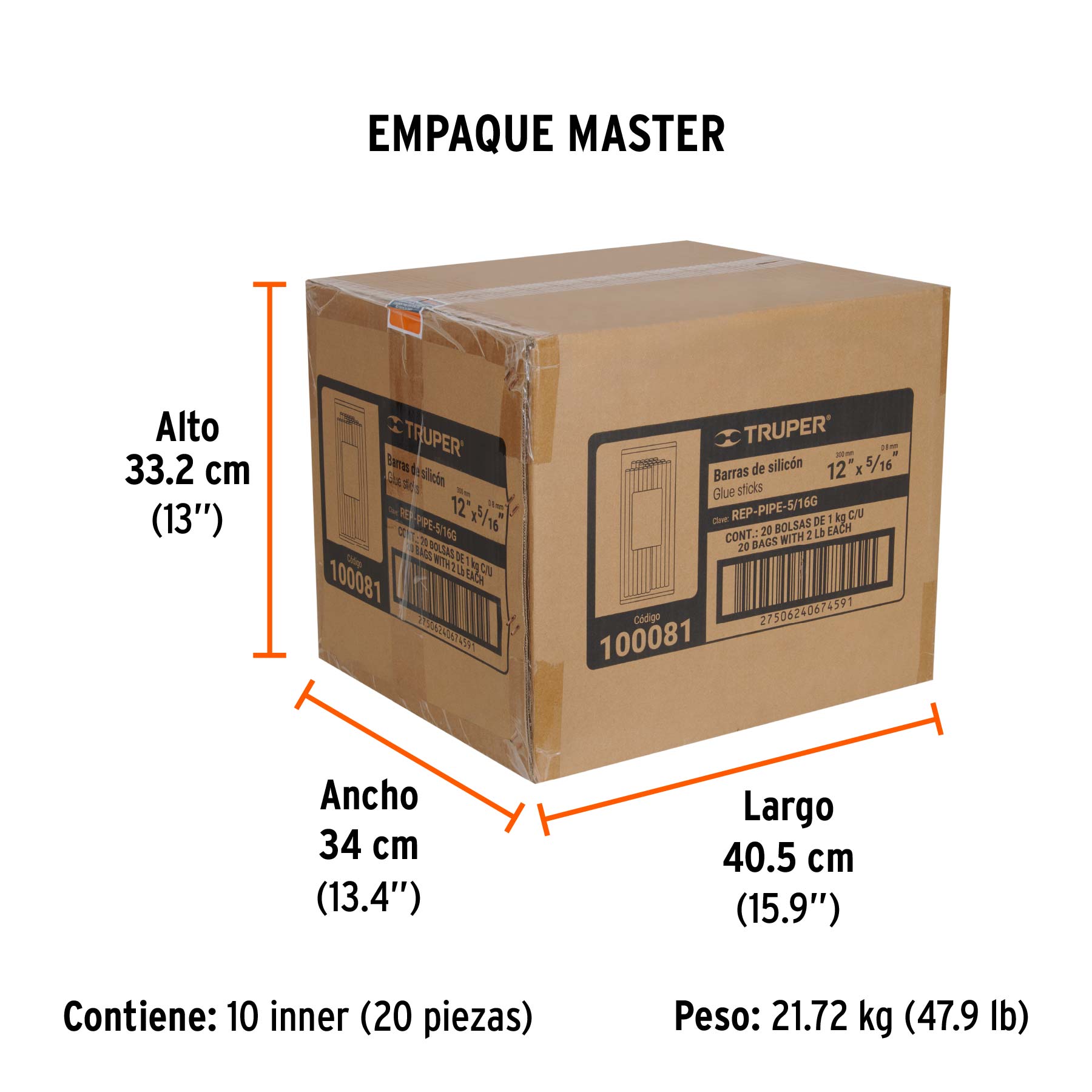 Barras de silicón de repuesto para PIPE-5/16, bolsa 1 kg