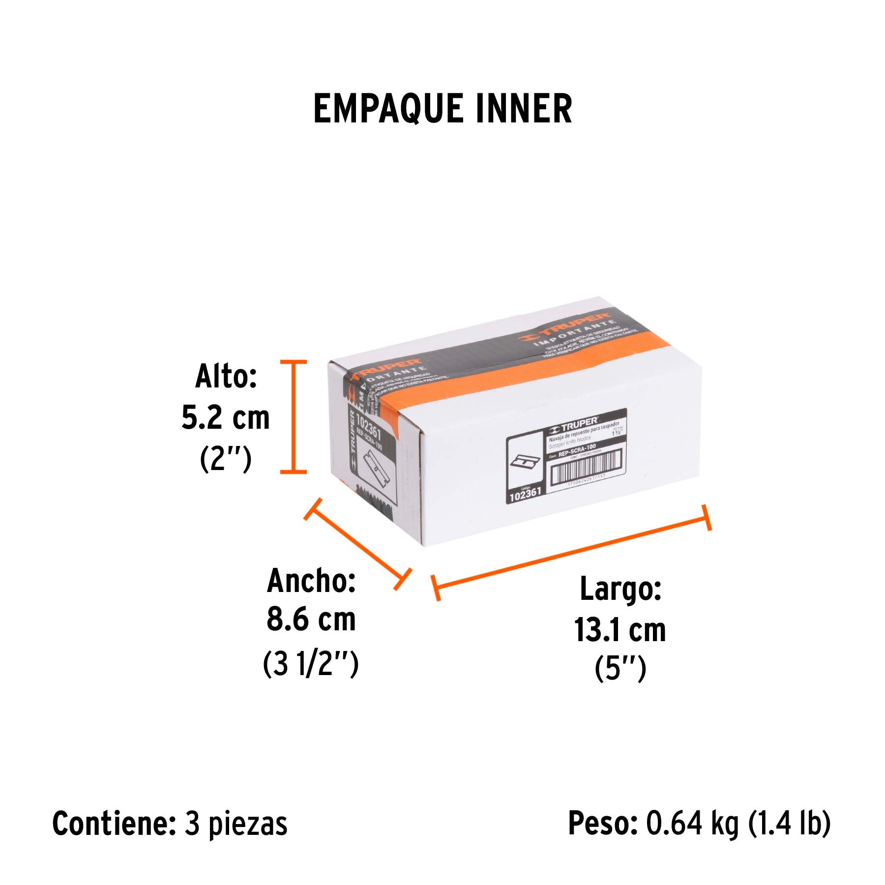 Caja con 100 navajas de repuesto para RASP-3,2 y 1