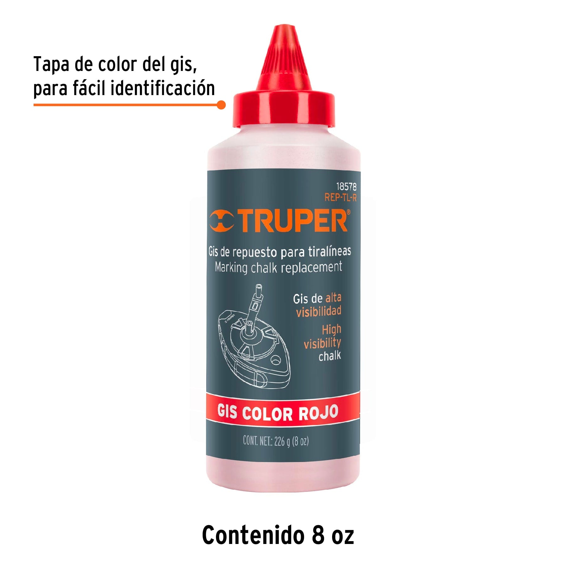 Gis rojo de repuesto para tiralíneas, alta visibilidad
