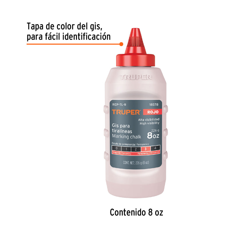 Gis rojo de repuesto para tiralíneas, alta visibilidad