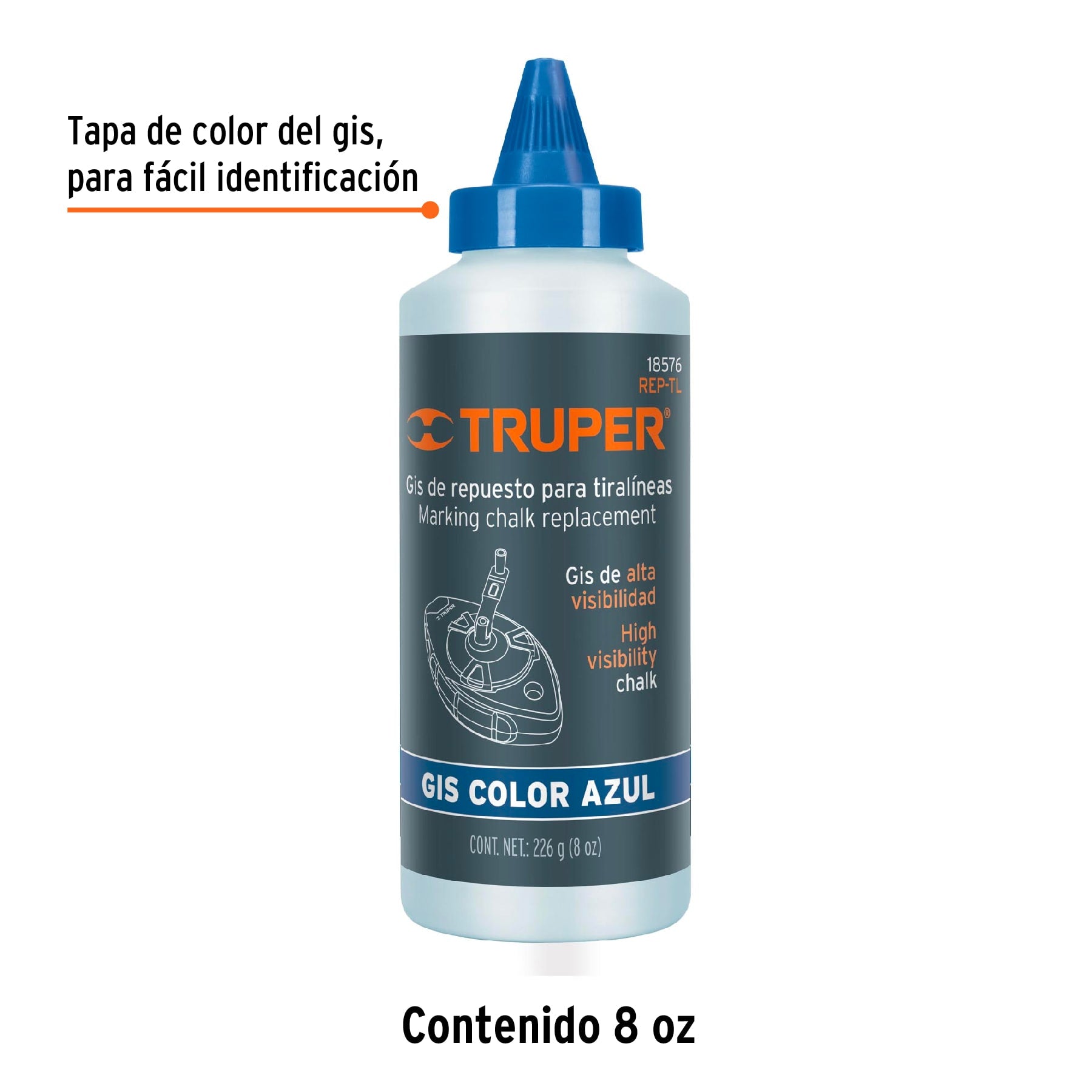 Gis azul de repuesto para tiralíneas, alta visibilidad
