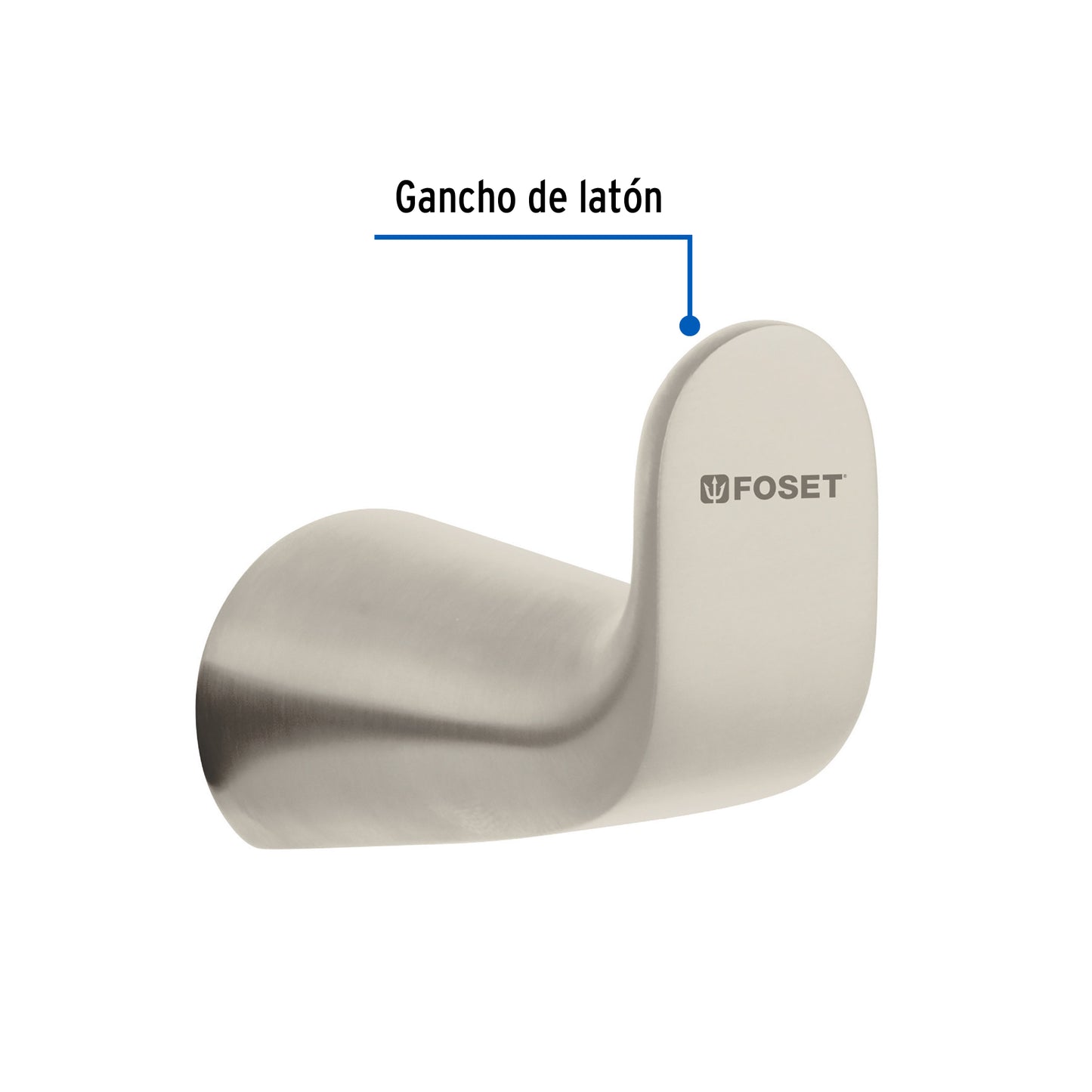 Gancho sencillo satinado para toalla línea Riviera