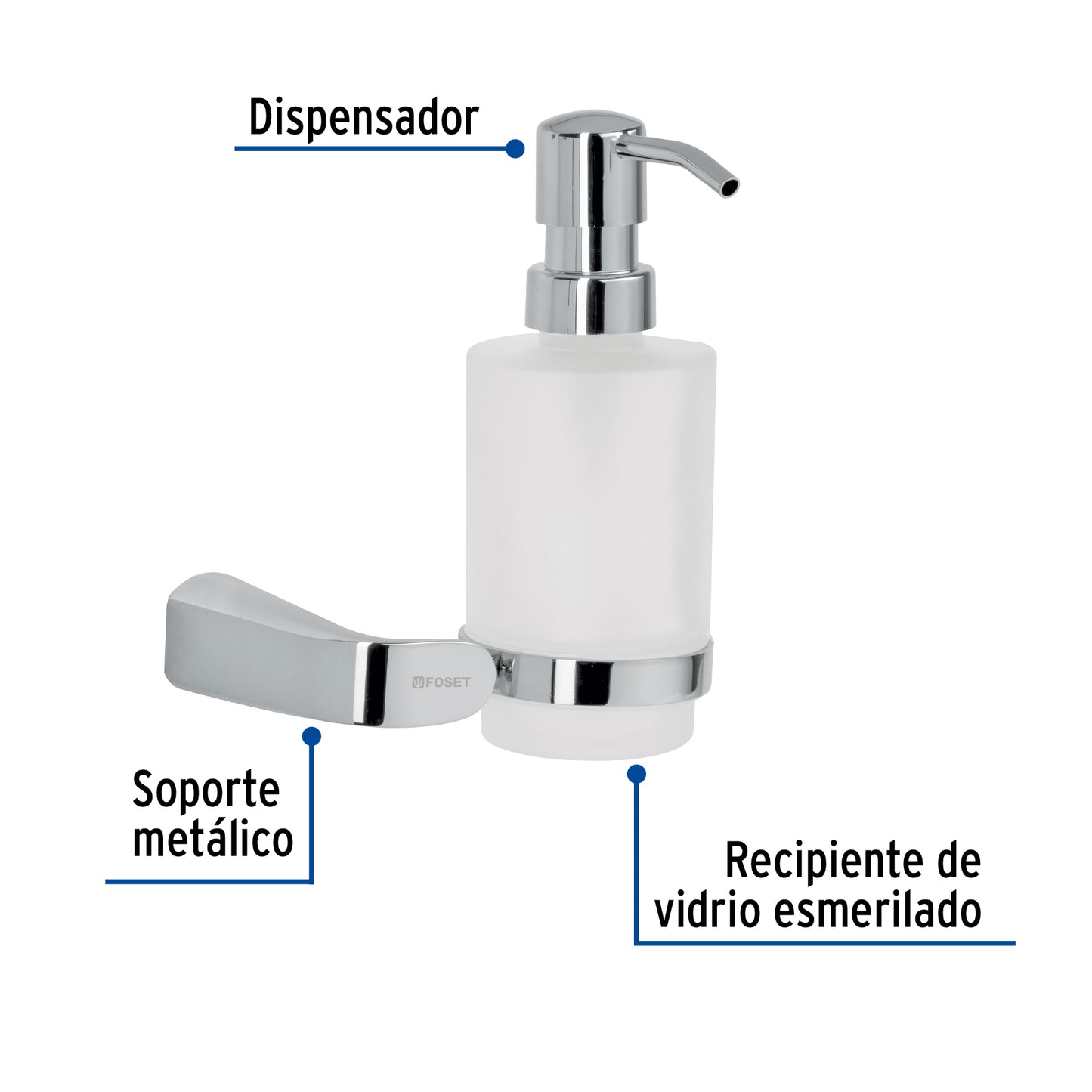 Dispensador de jabón, cromado, línea Riviera