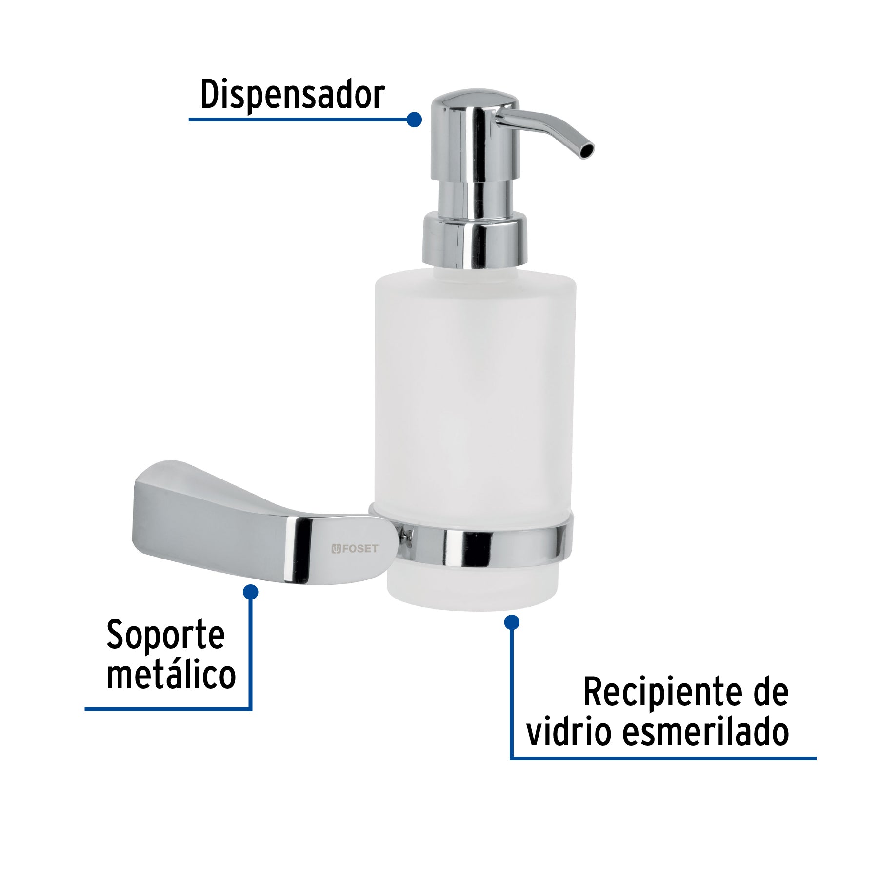 Dispensador de jabón, cromado, línea Riviera