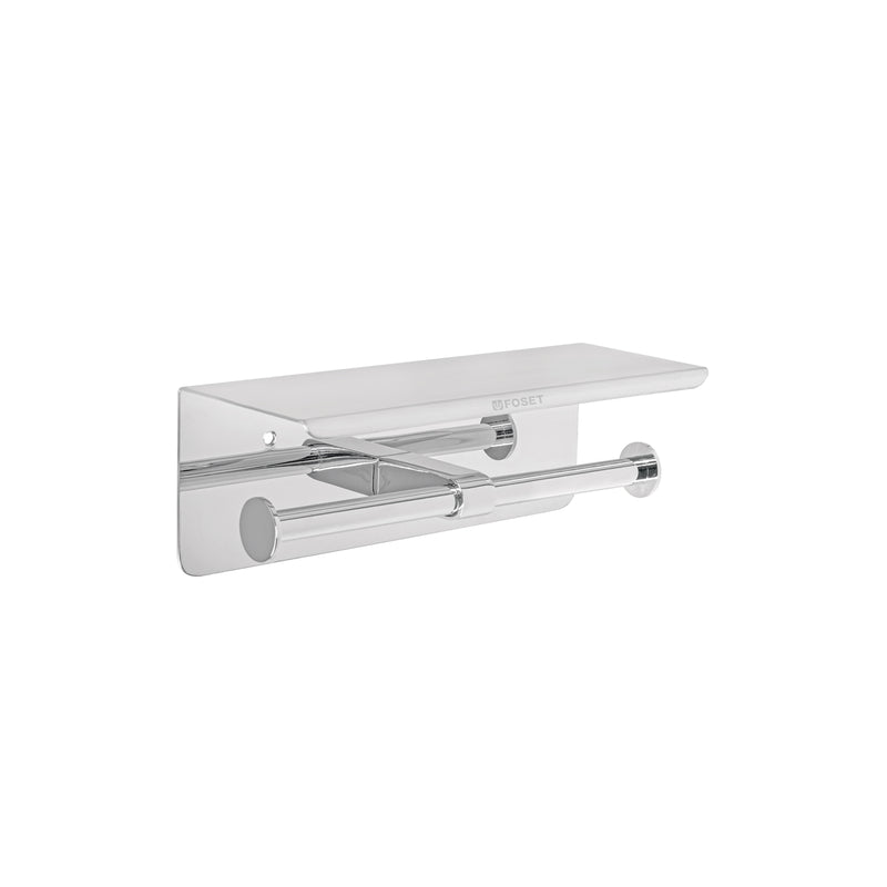 Porta rollo doble con soporte para celular, cromo, Riviera