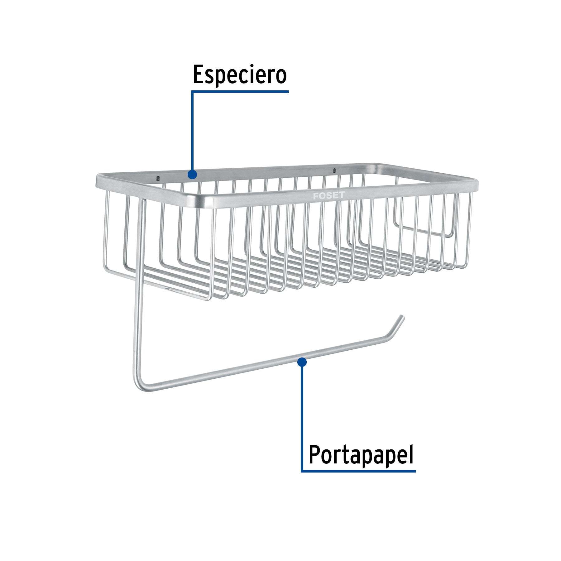 Porta rollo y especiero para cocina, cromo, Riviera