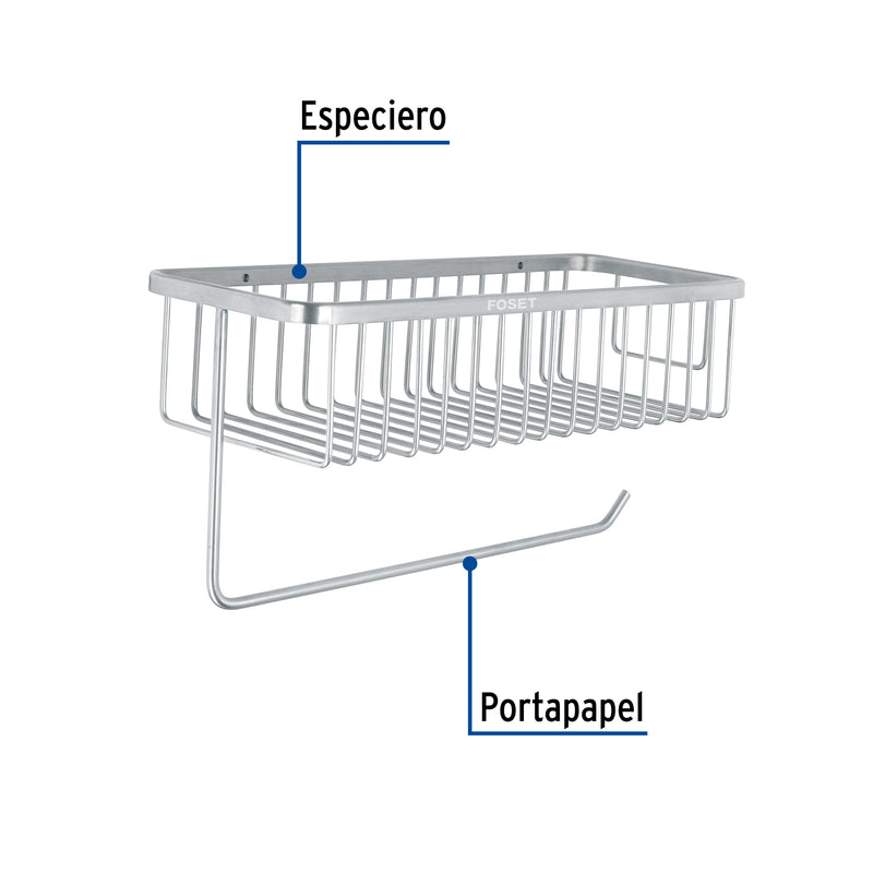 Porta rollo y especiero para cocina, cromo, Riviera