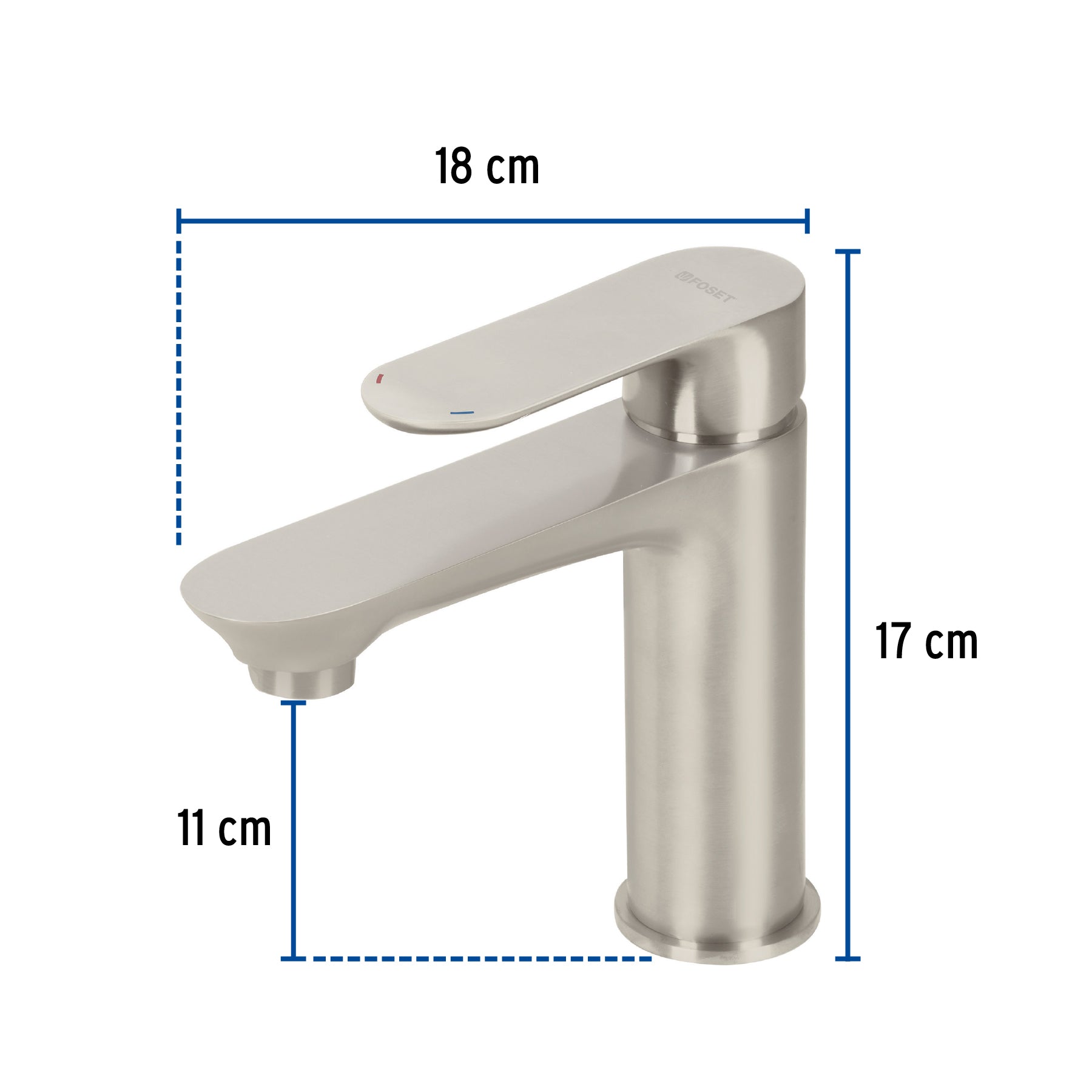 Monomando corto para lavabo, satin, Riviera