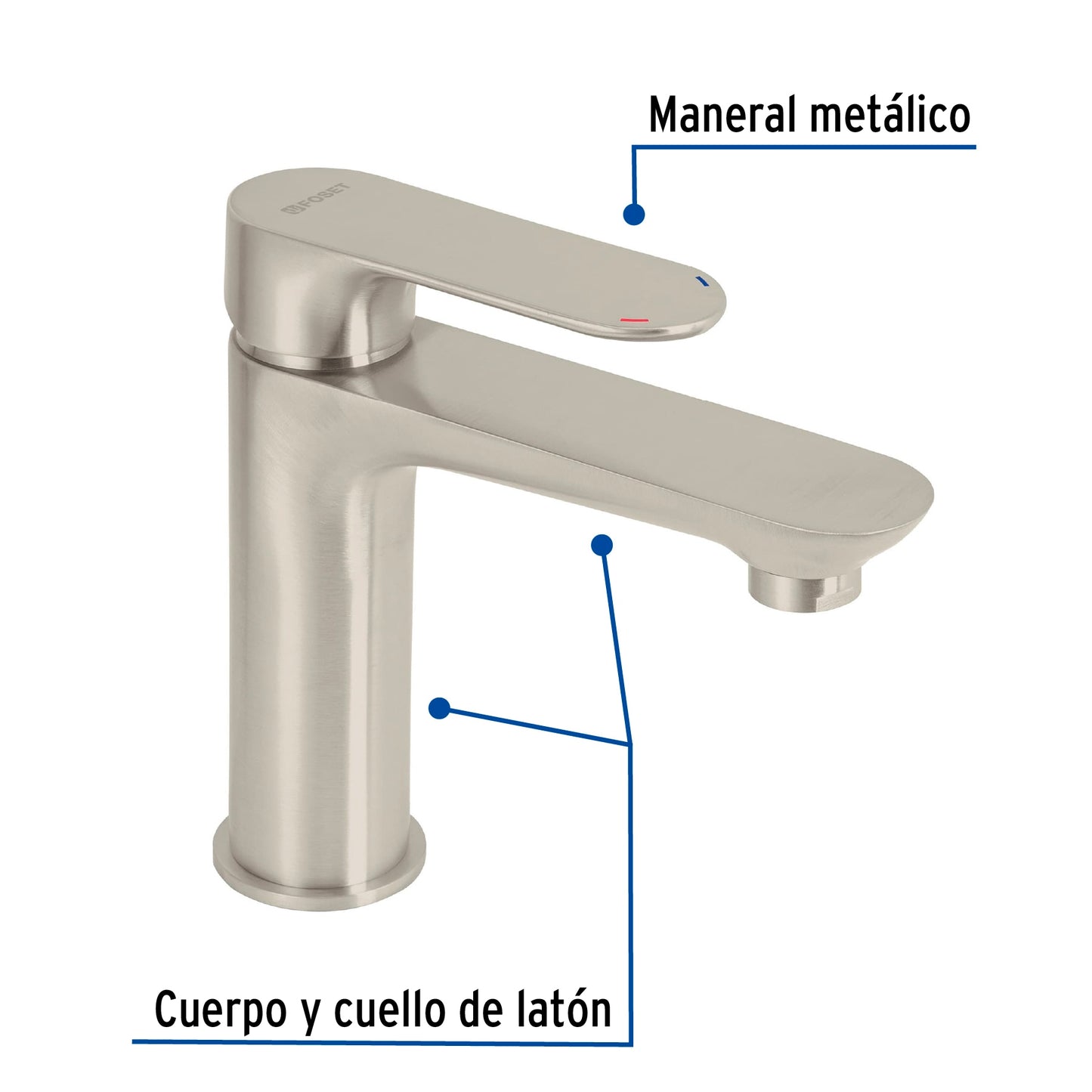 Monomando corto para lavabo, satin, Riviera