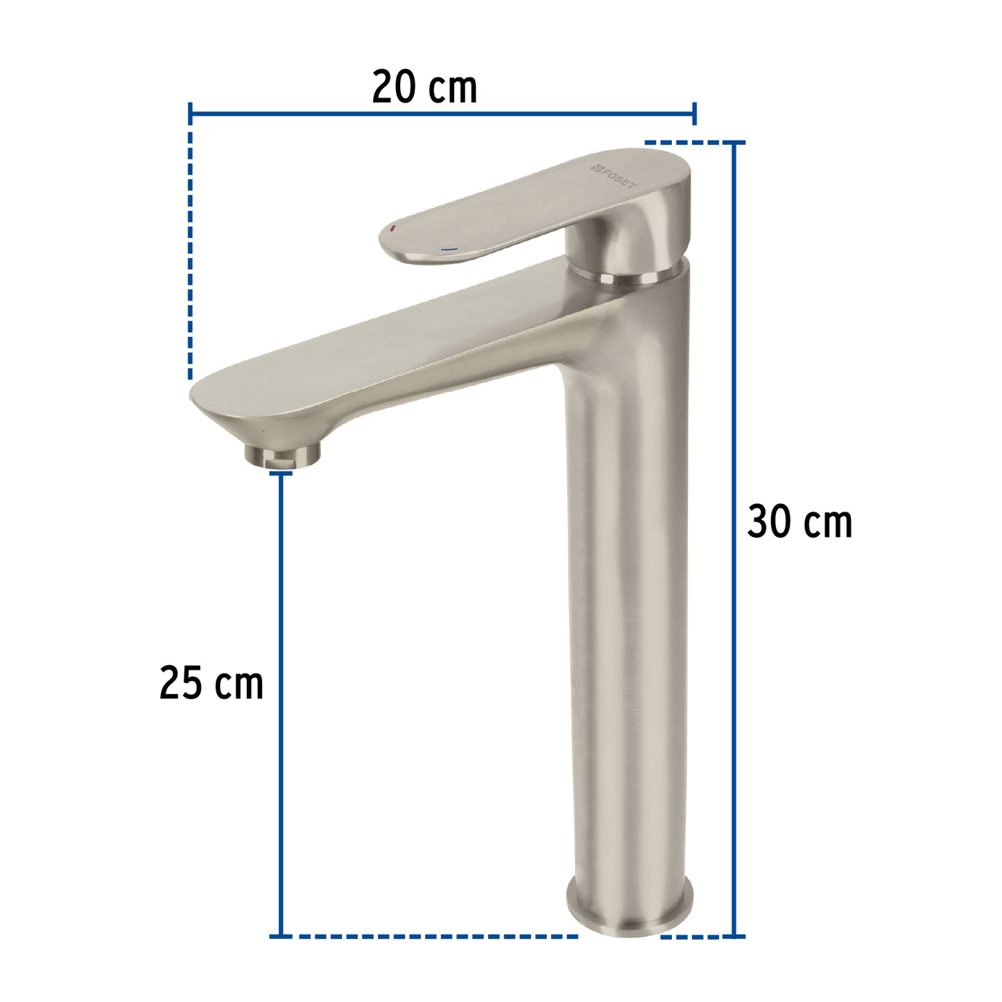 Monomando alto para lavabo, satin, Riviera