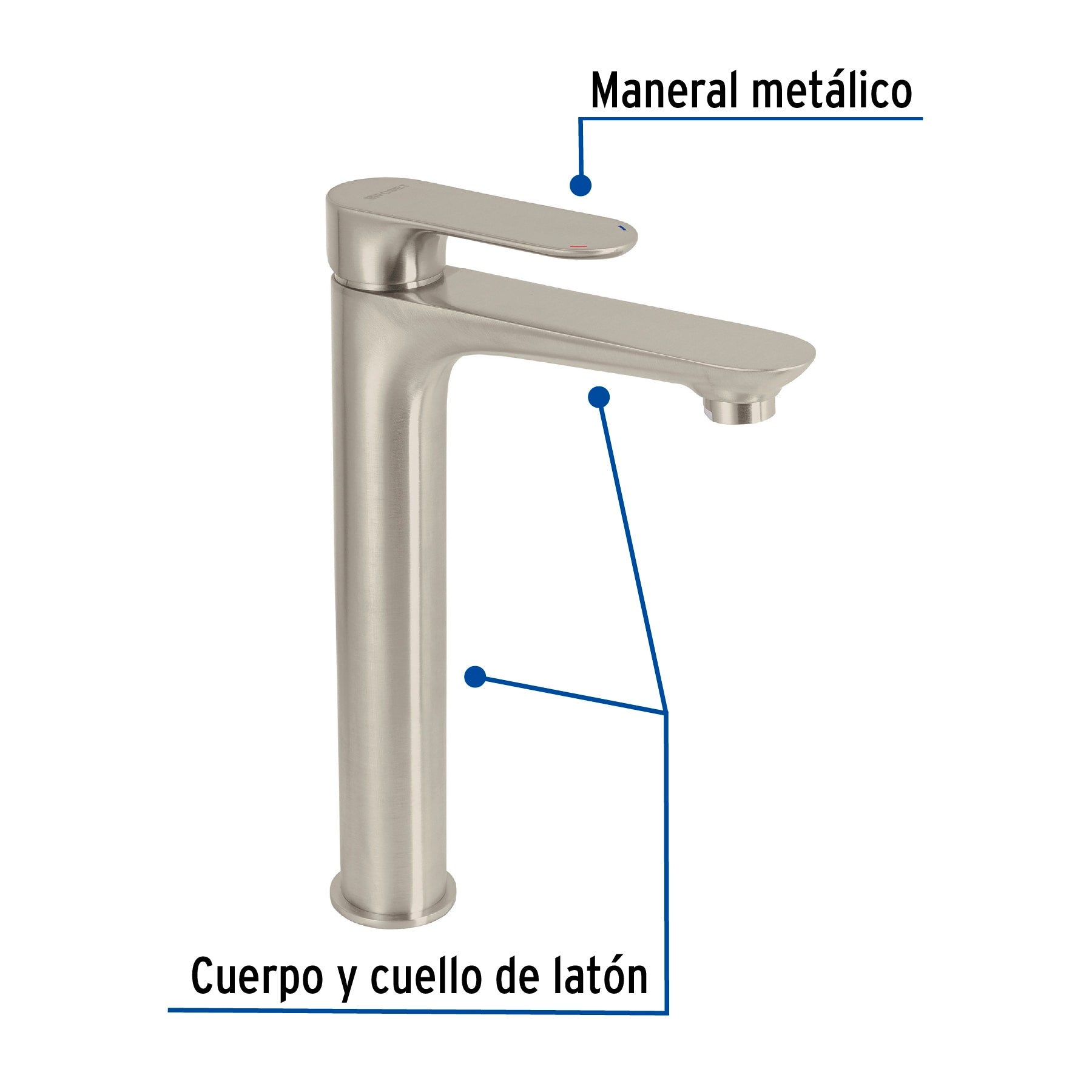 Monomando alto para lavabo, satin, Riviera