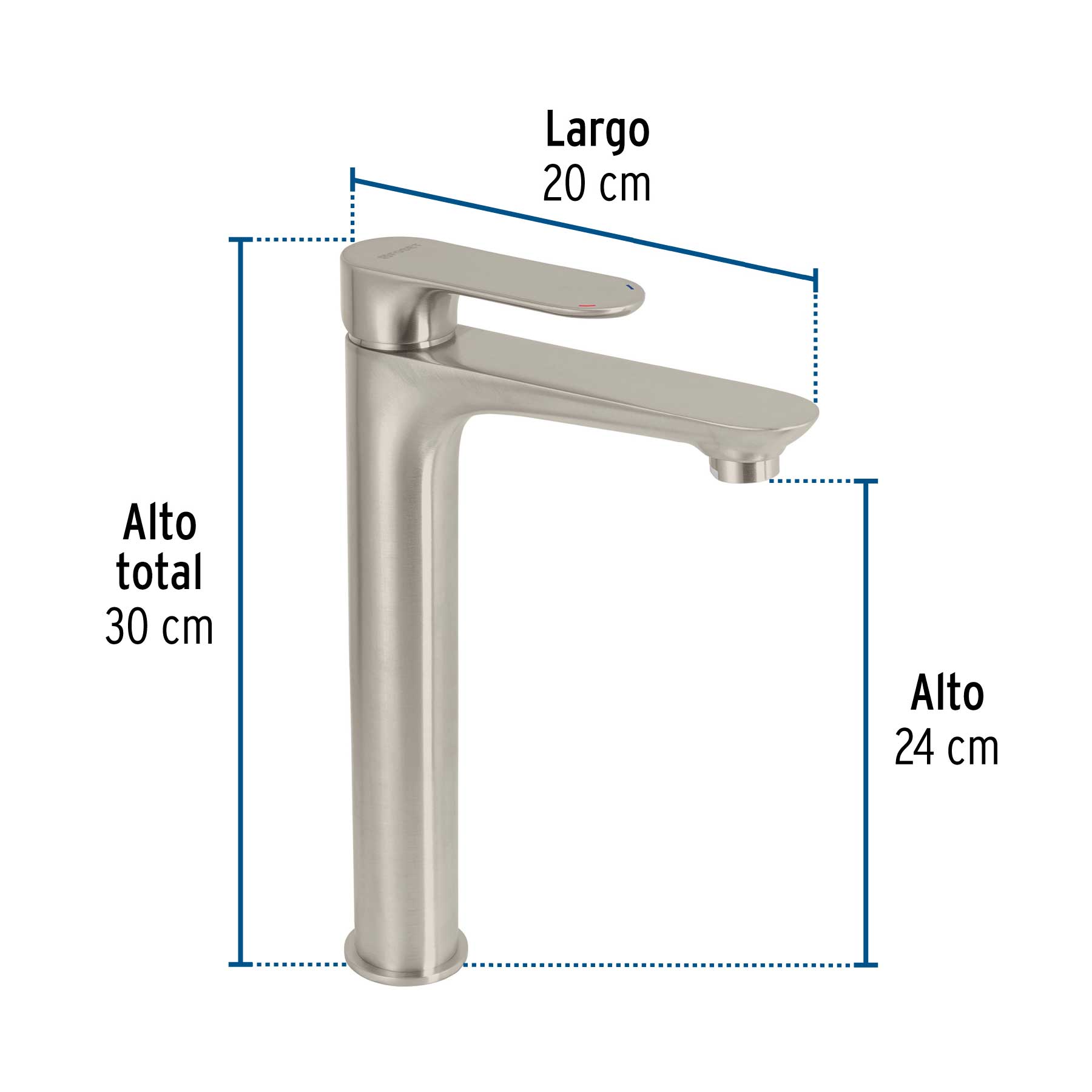Monomando alto para lavabo, satin, Riviera