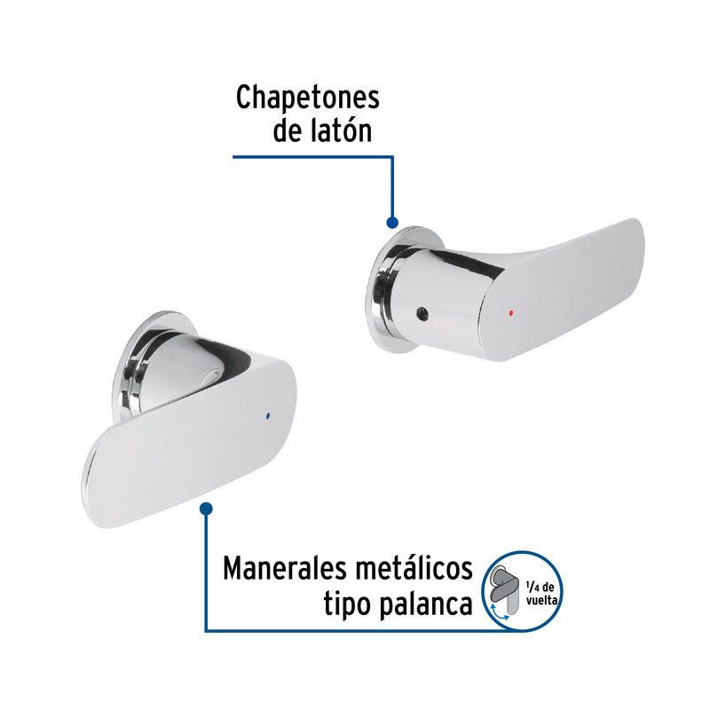 Juego de 2 manerales, regadera, cromo, Riviera