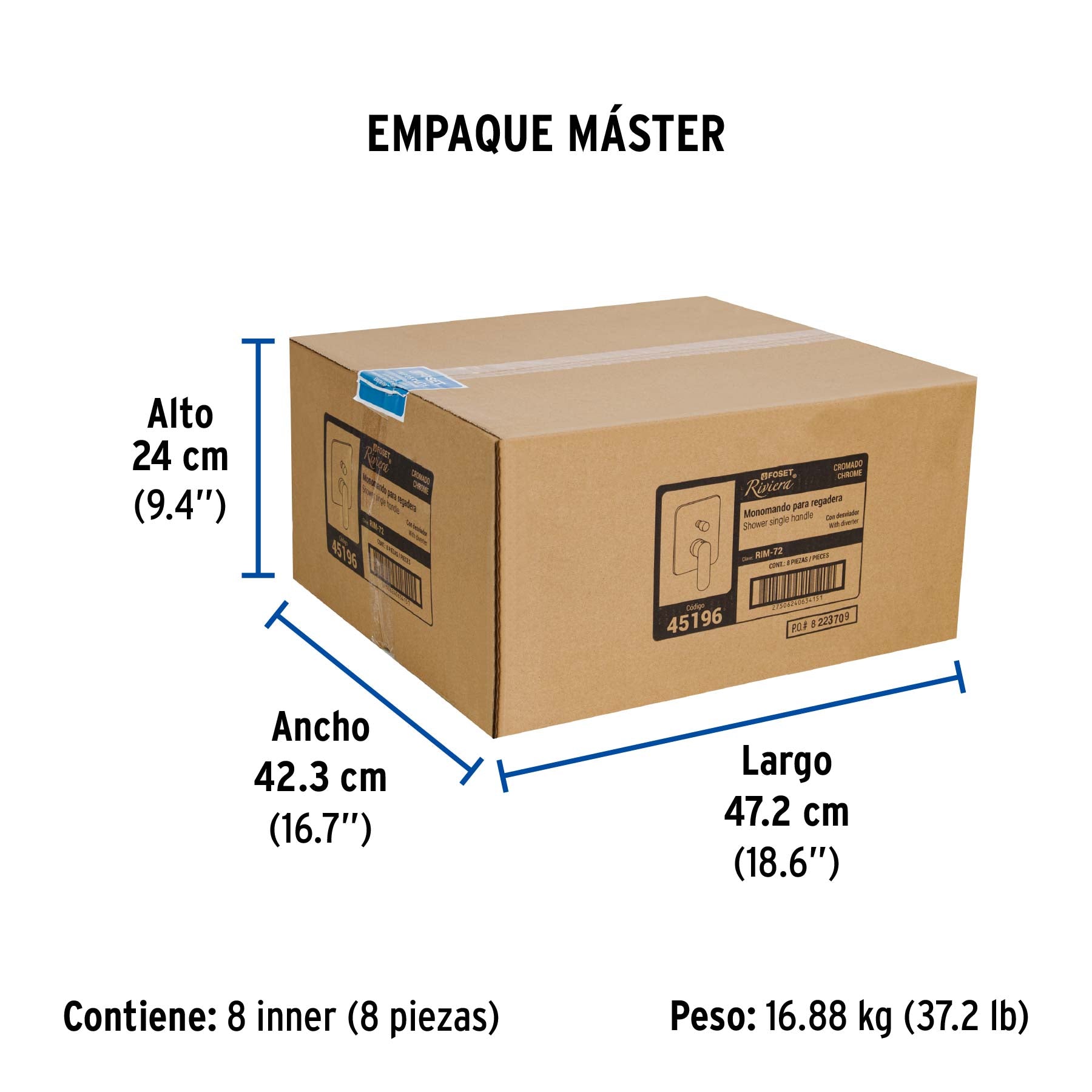 Monomando para regadera con desviador, Riviera