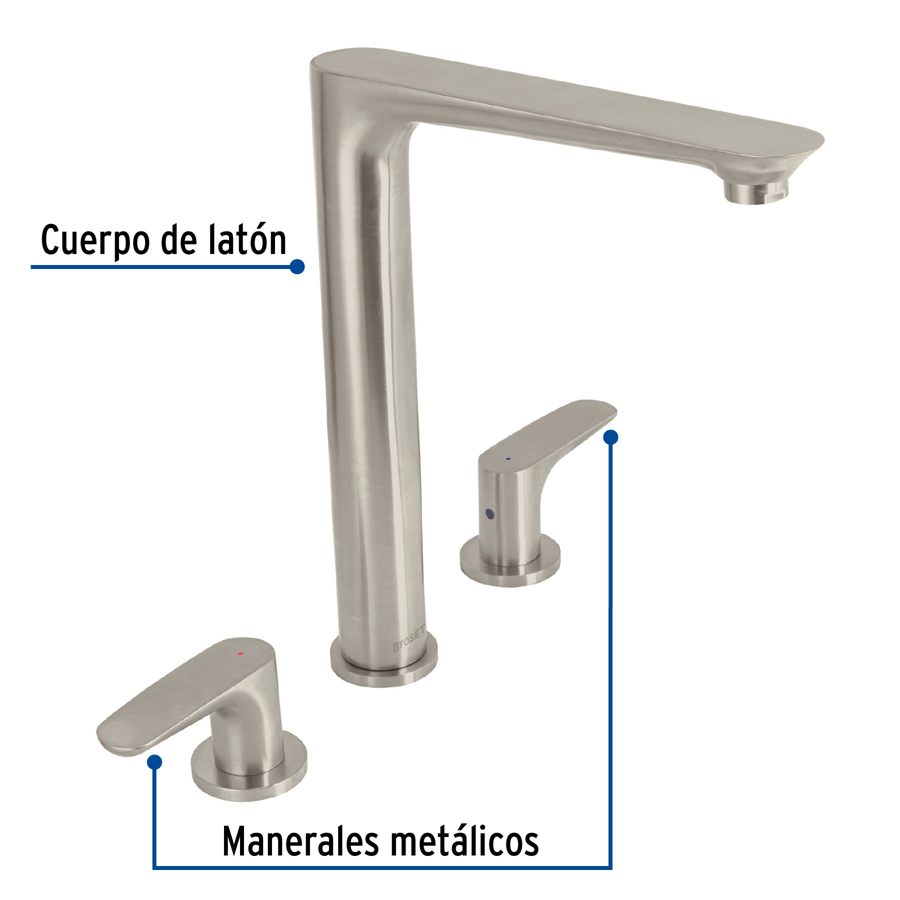 Mezcladora para fregadero, cuello alto, satín, Riviera
