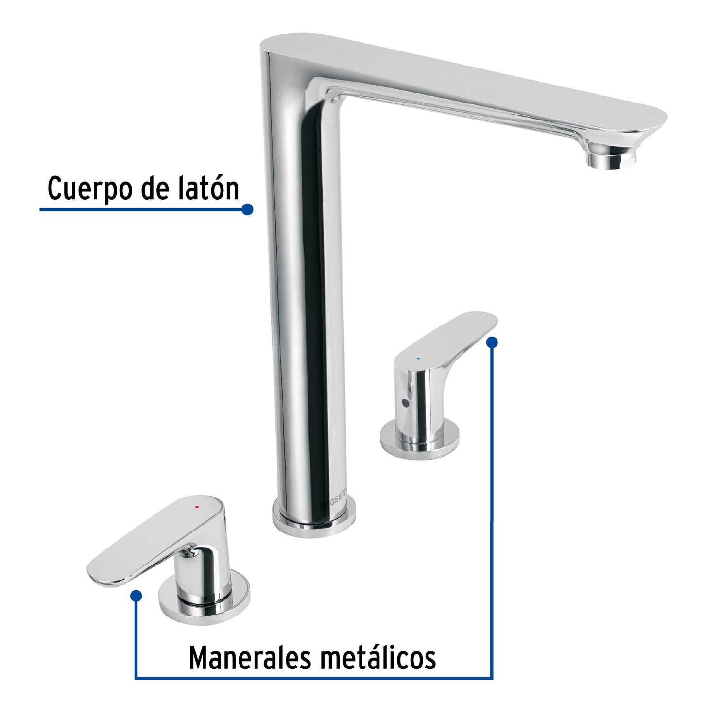 Mezcladora para fregadero, cuello alto, Riviera