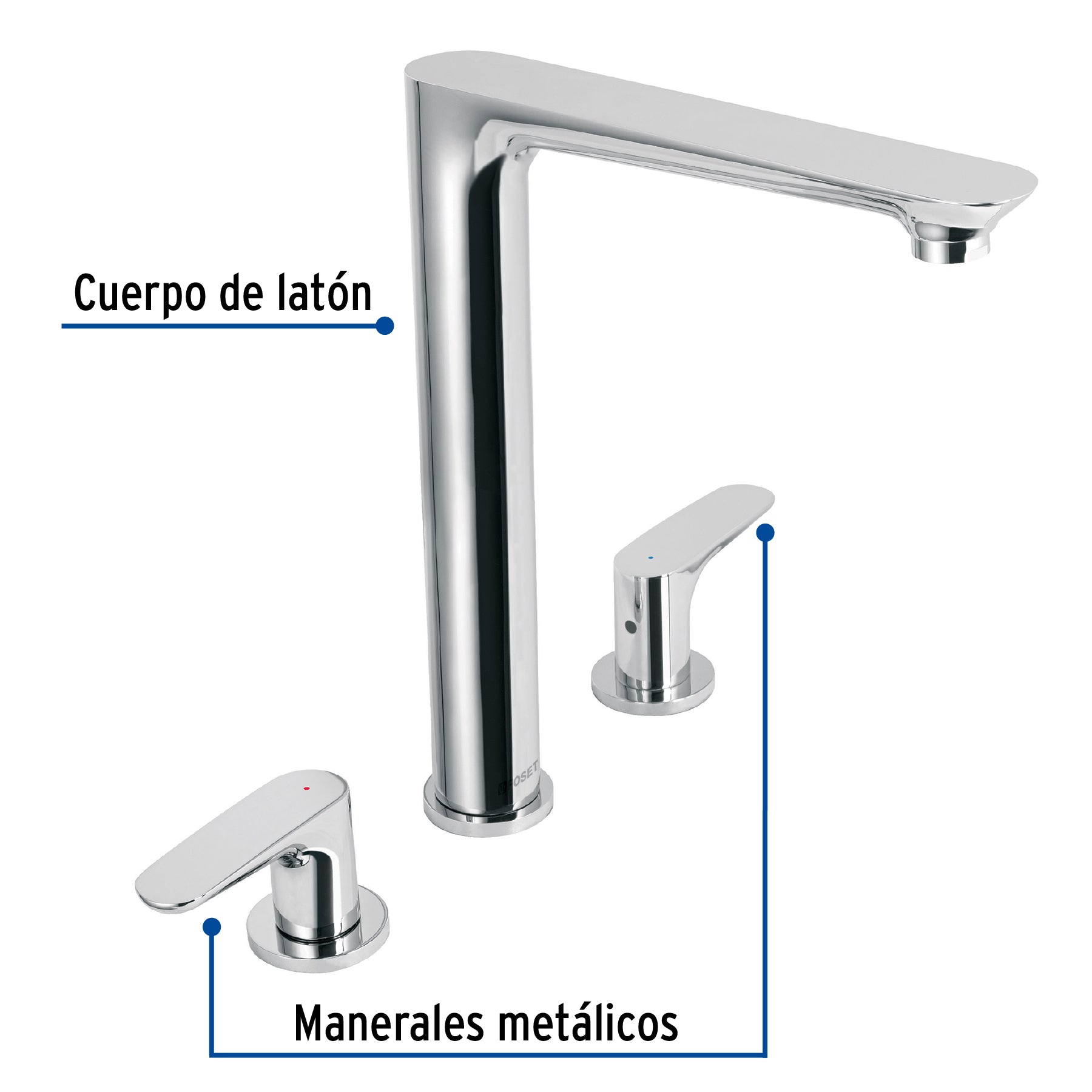 Mezcladora para fregadero, cuello alto, Riviera