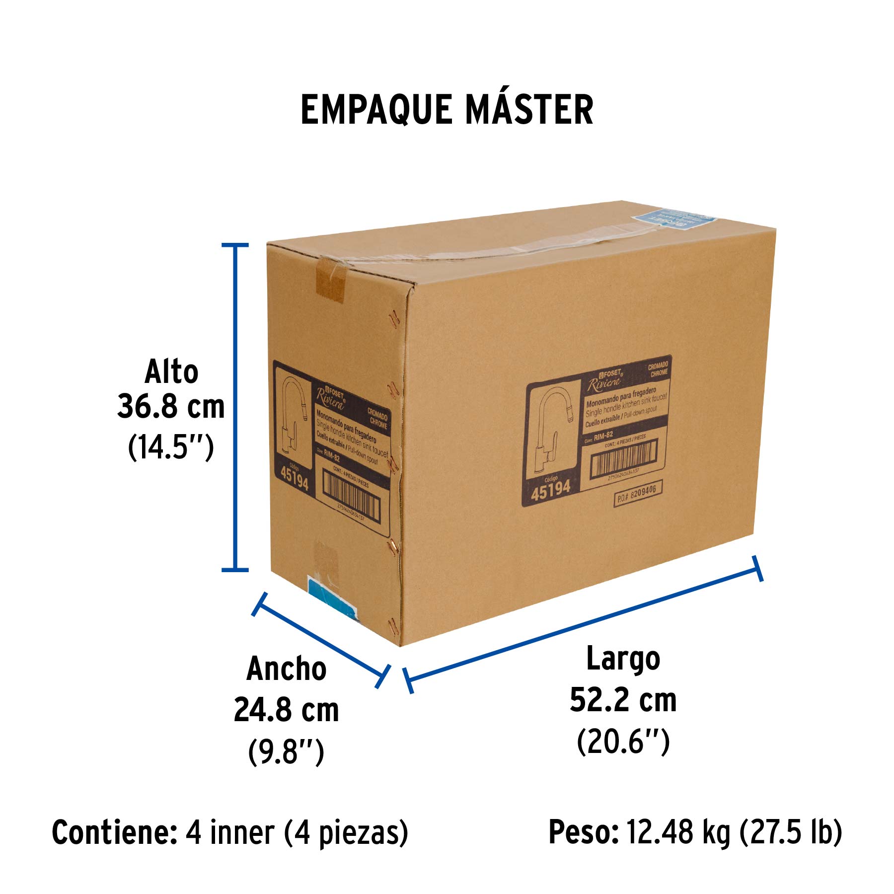 Mezcladora para fregadero con manguera extraíble, Riviera