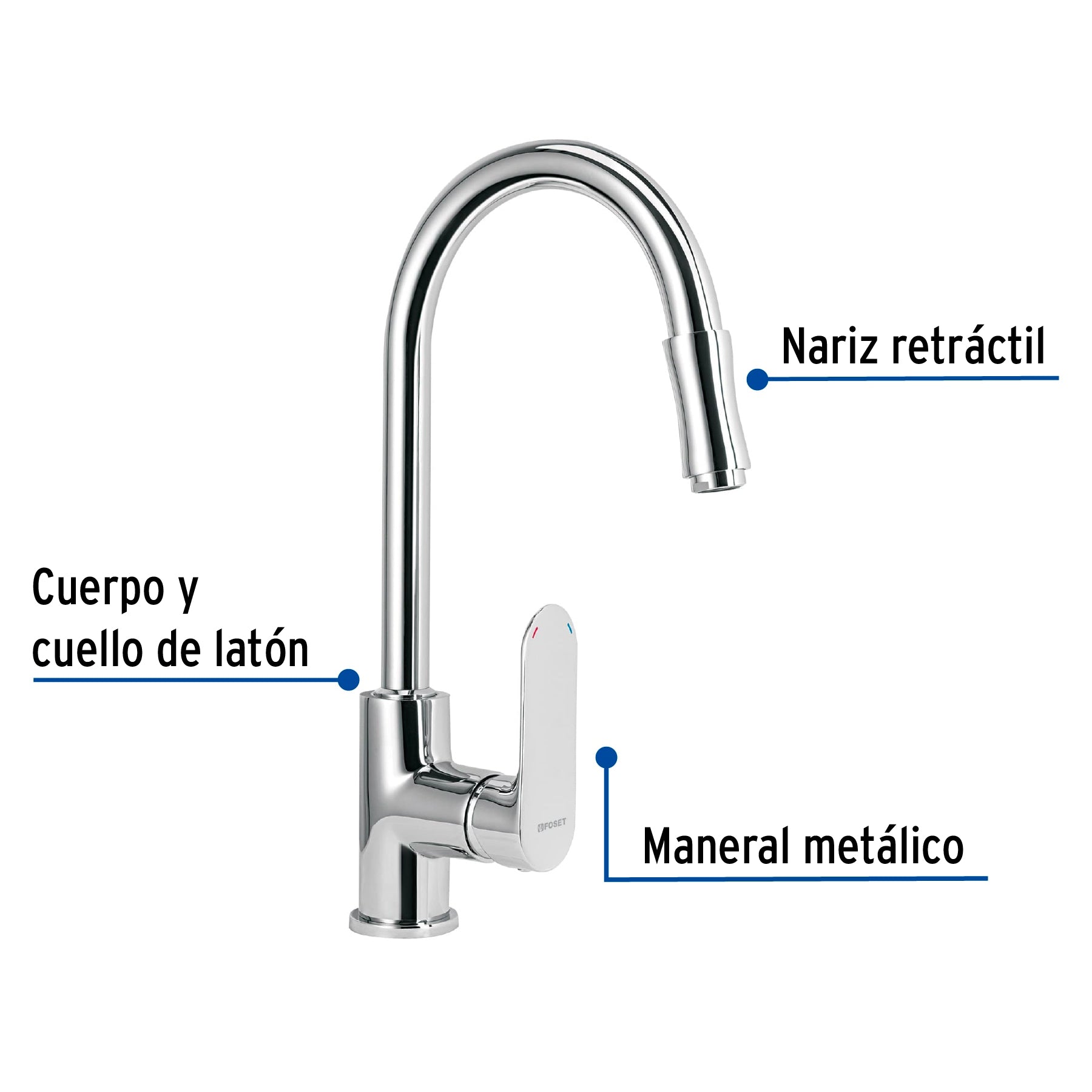 Mezcladora para fregadero con manguera extraíble, Riviera