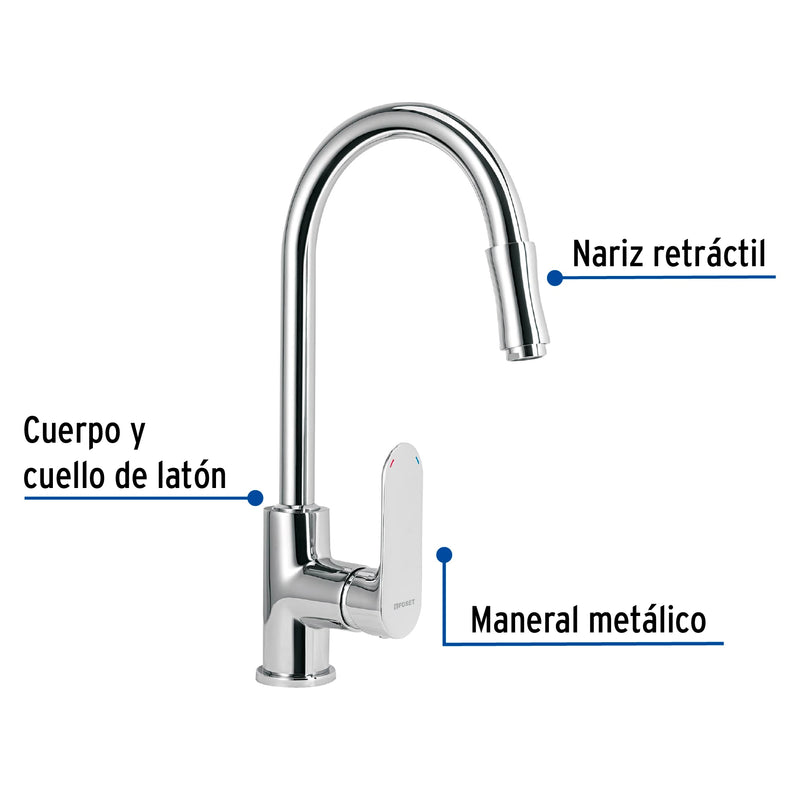 Mezcladora para fregadero con manguera extraíble, Riviera
