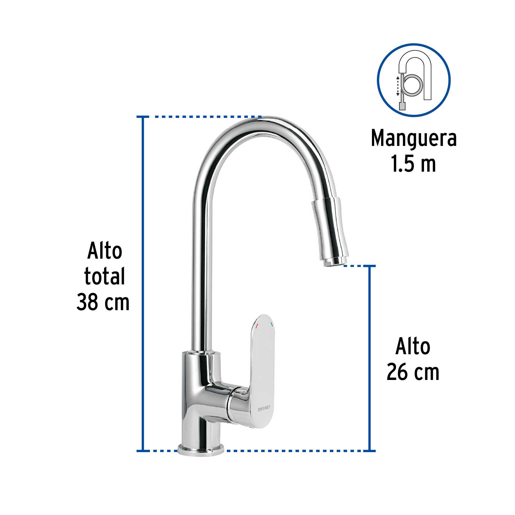 Mezcladora para fregadero con manguera extraíble, Riviera