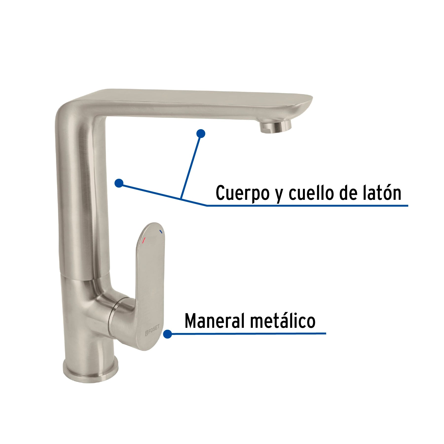 Monomando para fregadero, satín, Riviera