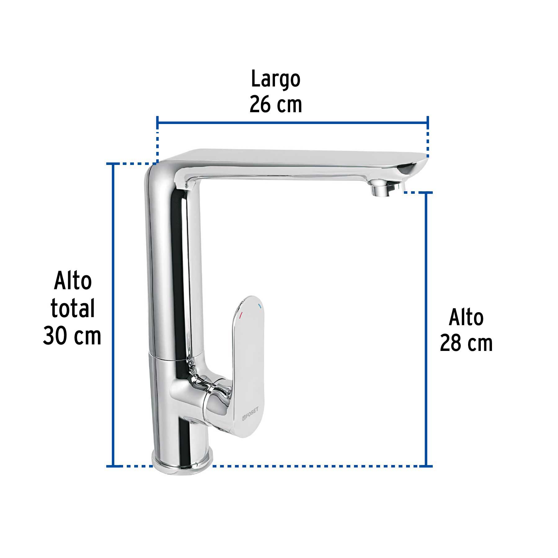 Monomando para fregadero, cuello alto, Riviera