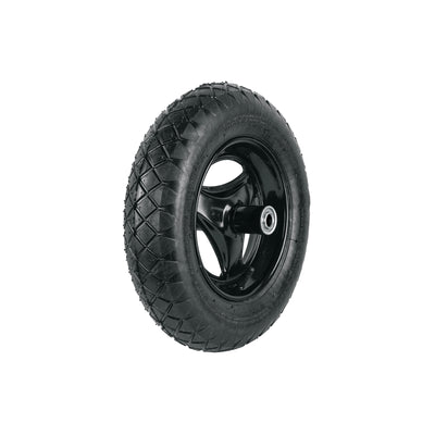 Llanta reforzada,14"con rin,eje, baleros p/carretilla,Pretul
