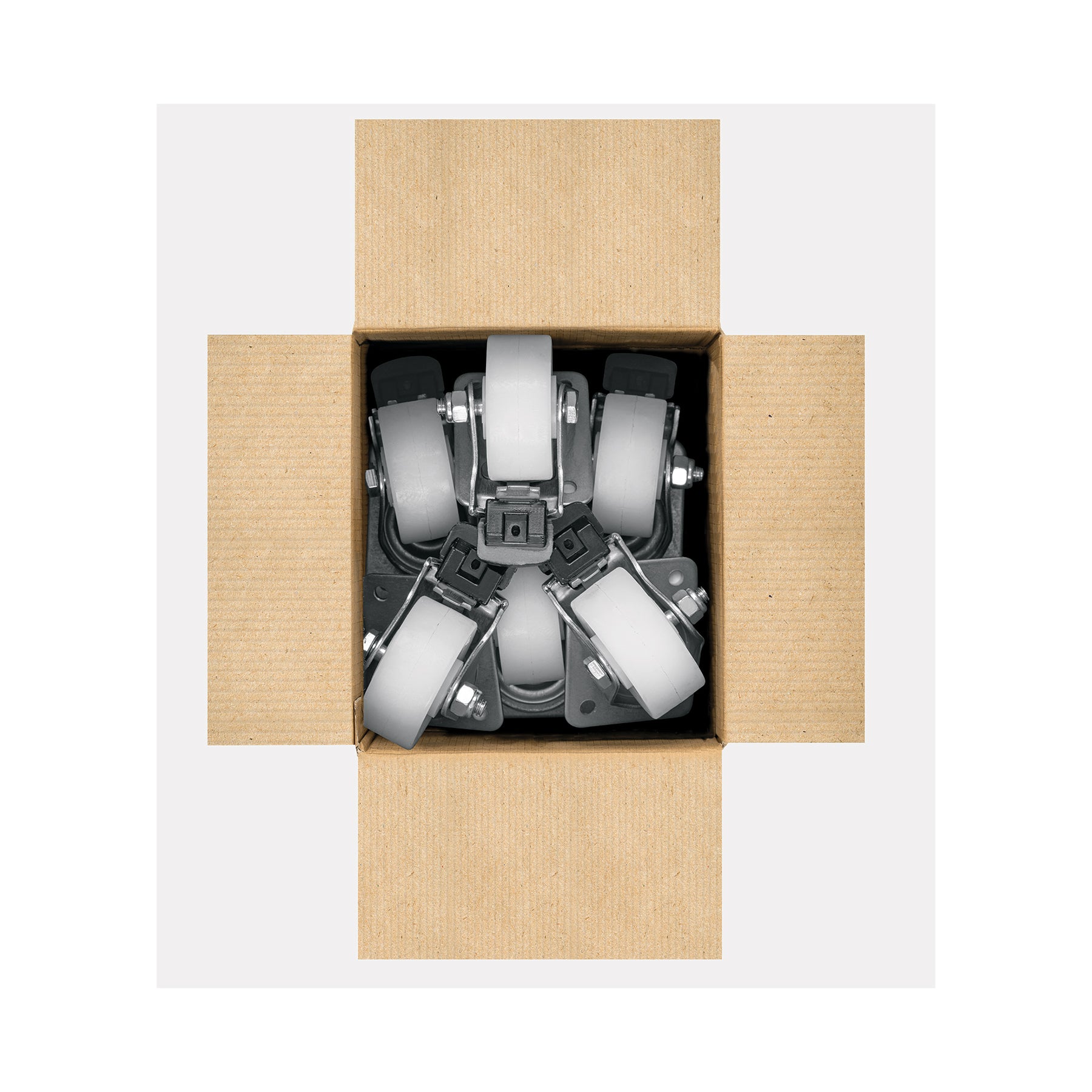 Rodaja de polietileno 2", placa giratoria, 22mm con freno