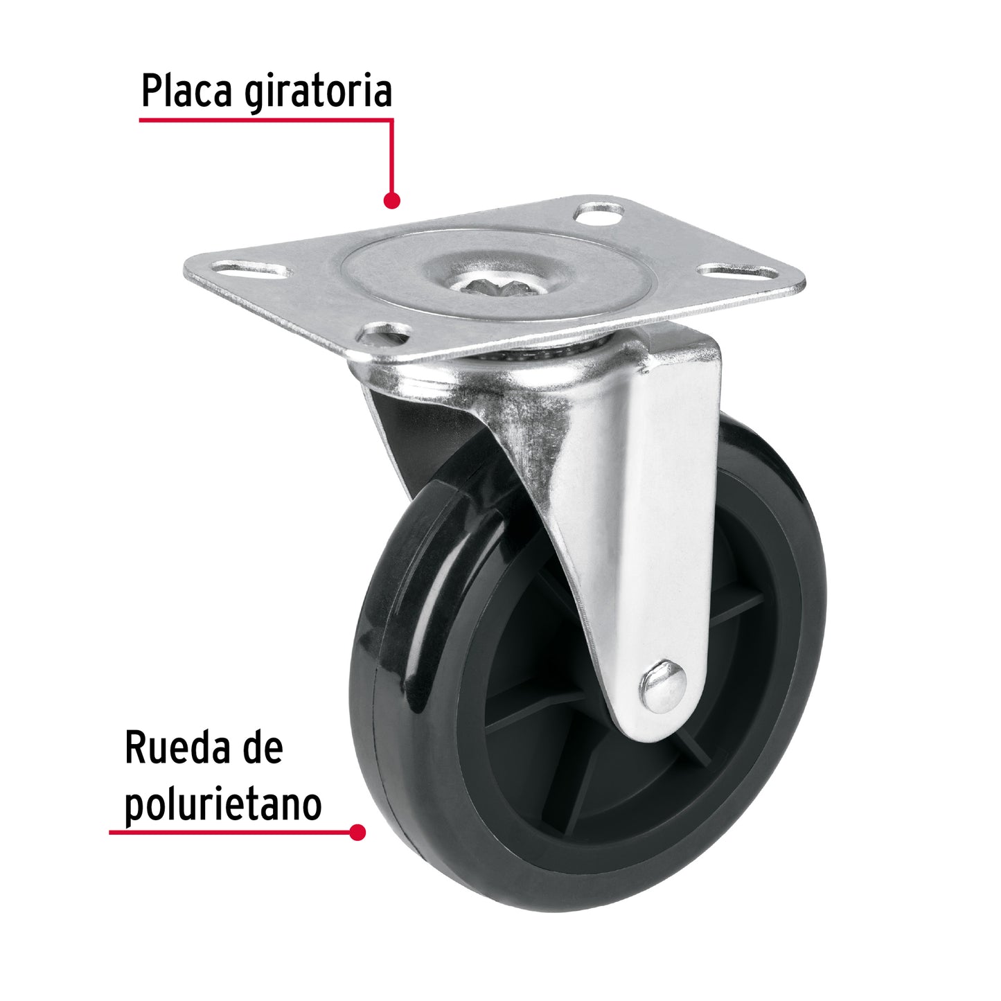 Rodaja de poliuretano 5", placa giratoria para DIA-300P