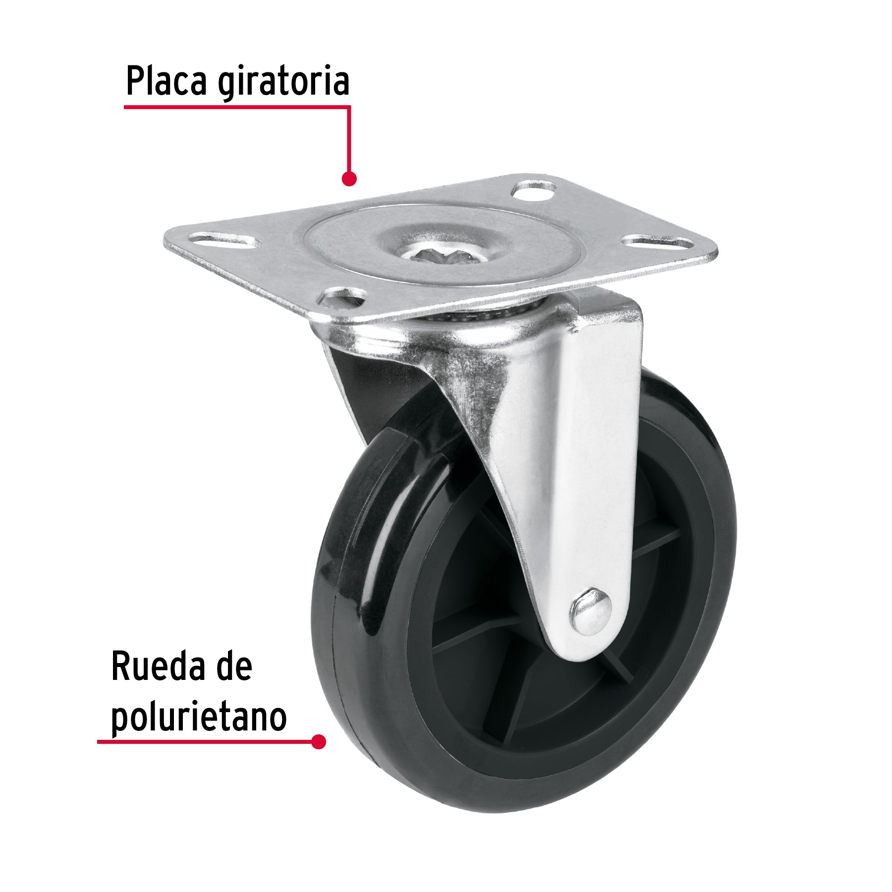 Rodaja de poliuretano 5", placa giratoria para DIA-300P