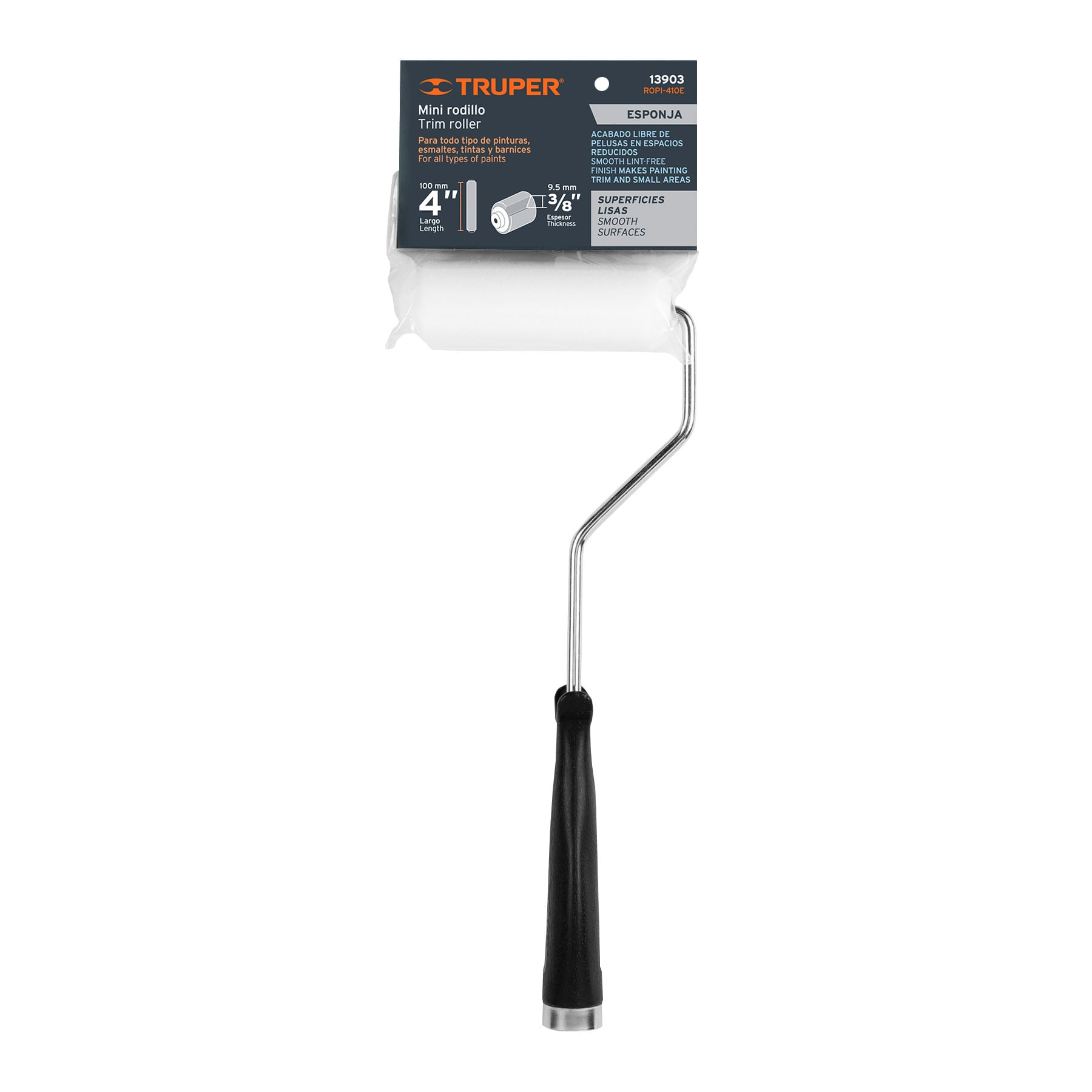 Mini rodillo para pintar, felpa de esponja, 4 x 3/8"