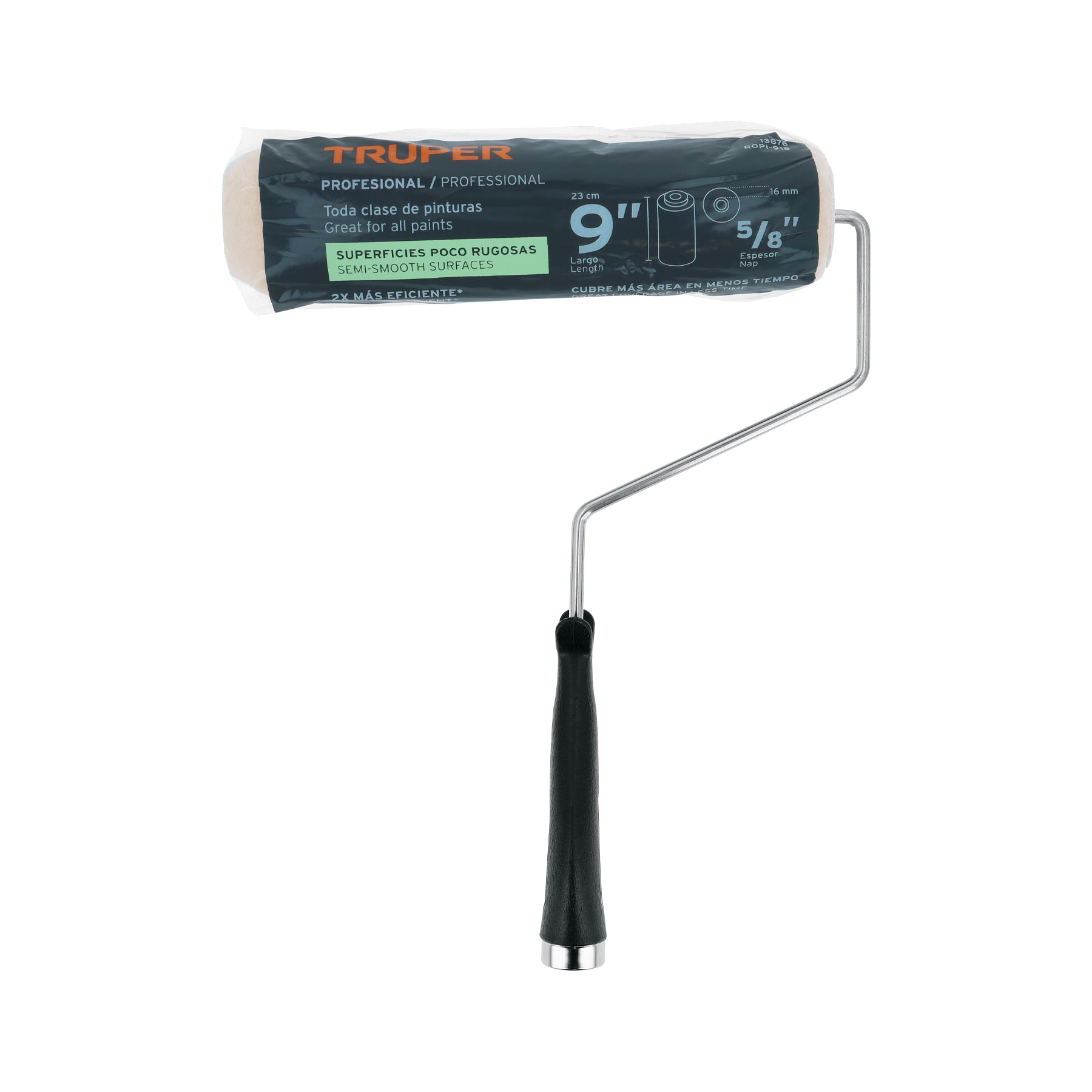 Rodillo para pintar, felpa 9 x 5/8", lisa