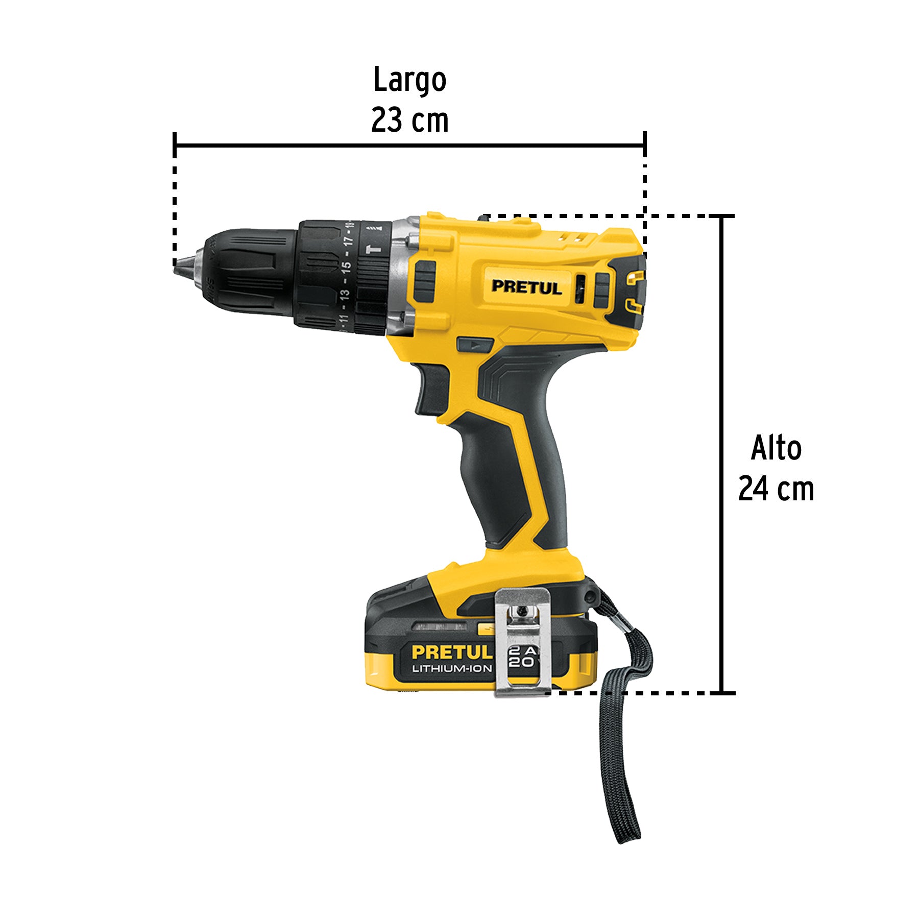 Rotomartillo inalámbrico 1/2',batería ion litio 20V,Pretul