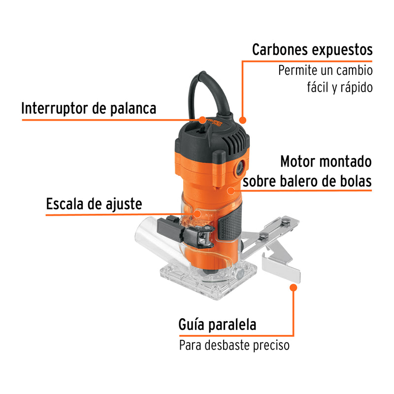 Router compacto 600W, 3/4 HP, TRUPER PRO