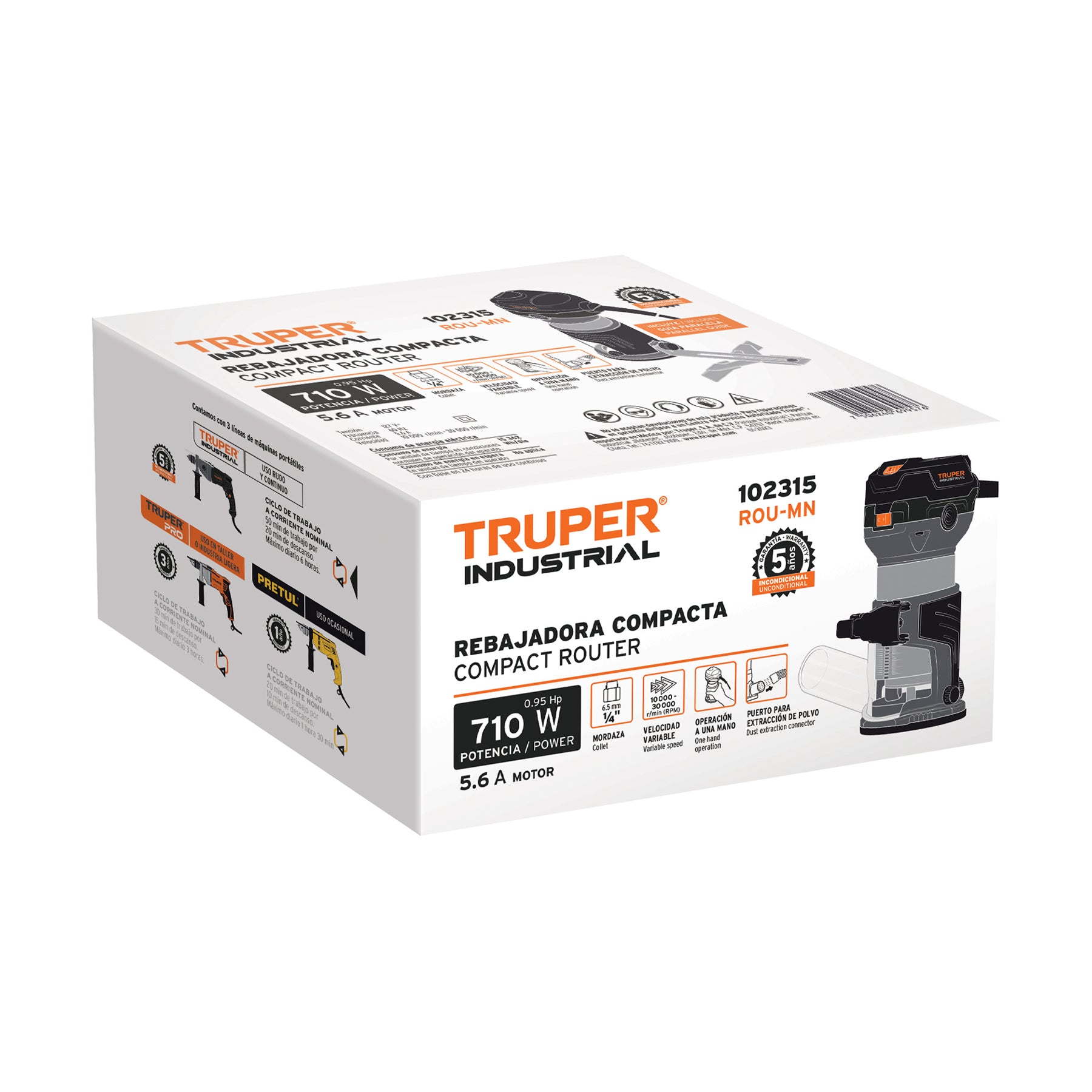 Mini router industrial 700 W, 3/4 HP, Truper