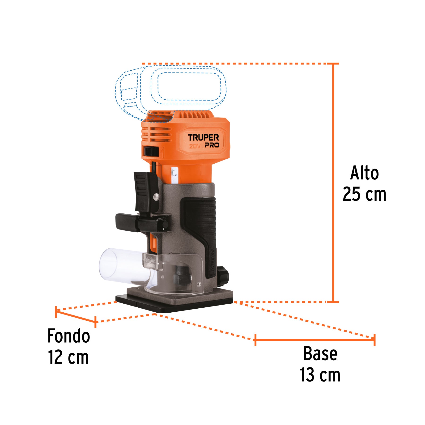 Router inal. 20V, s/accesorios, TRUPER PRO