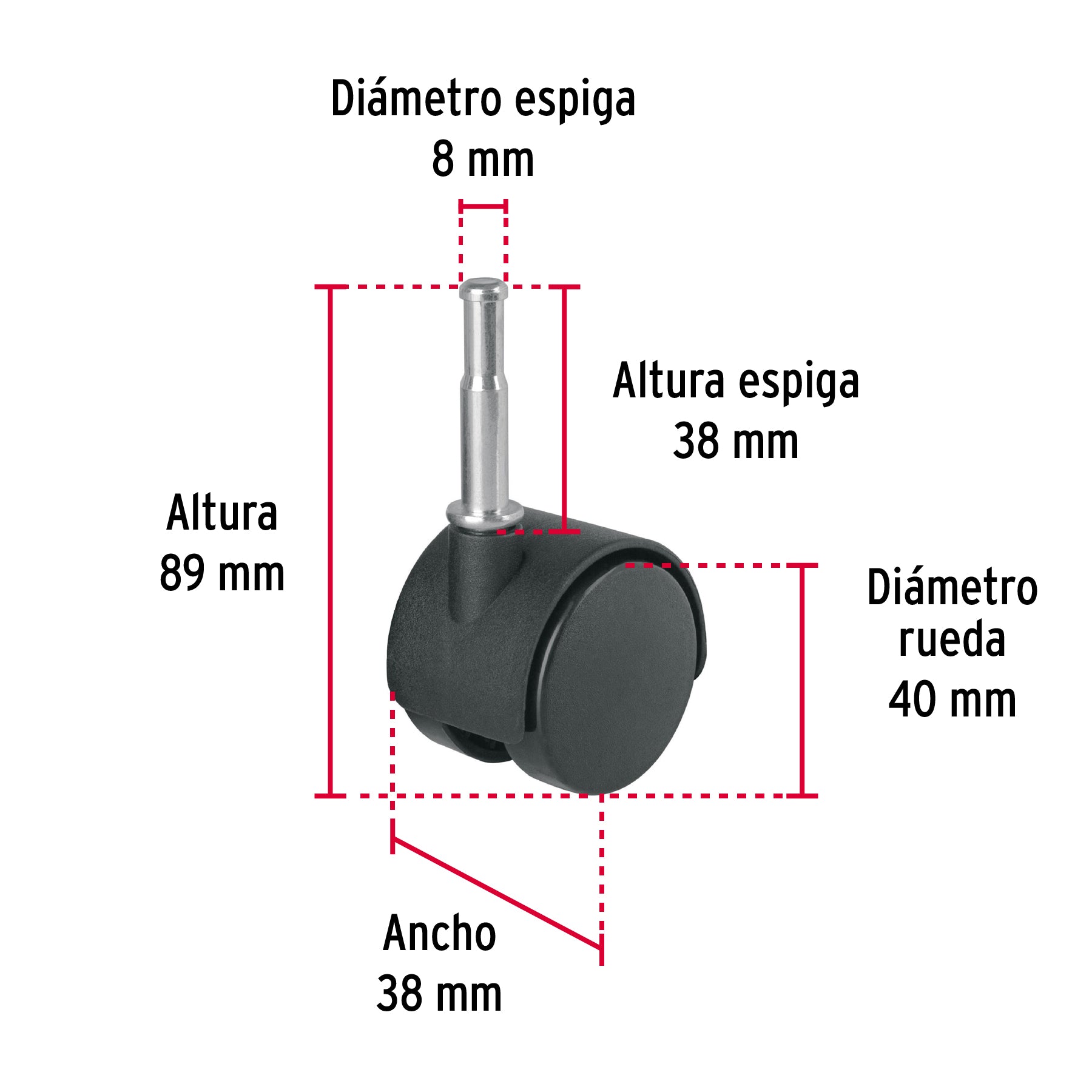 Rodaja tipo yoyo con espiga tipo socket 40 mm