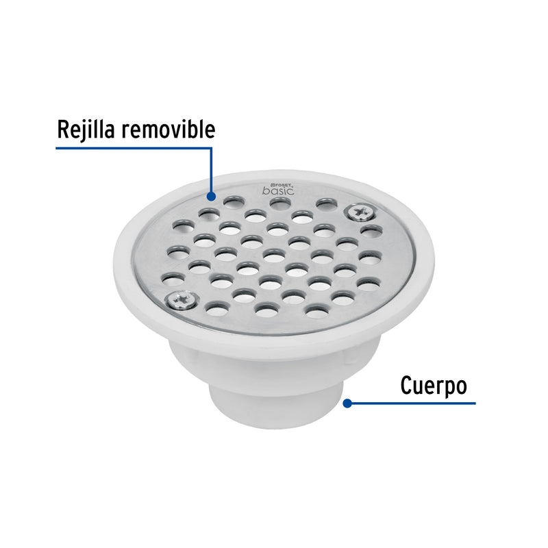 Resumidero polipropileno, redondo, modelo "C", 3-3/4", Basic